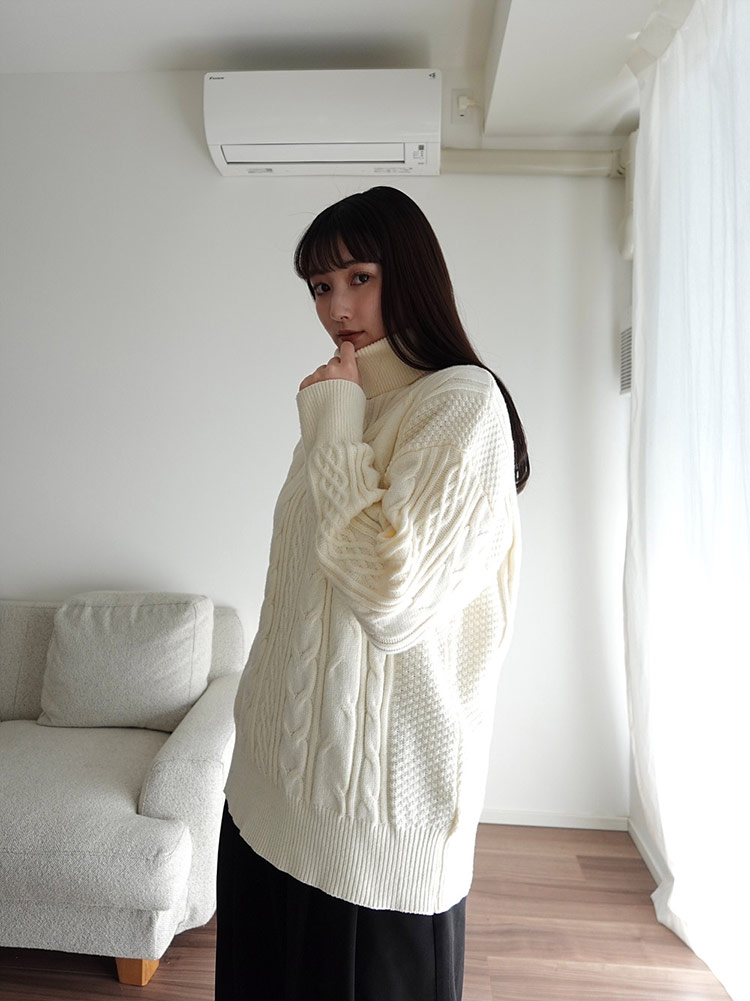 タートルネックケーブルニット | レディースファッション通販 - DHOLIC