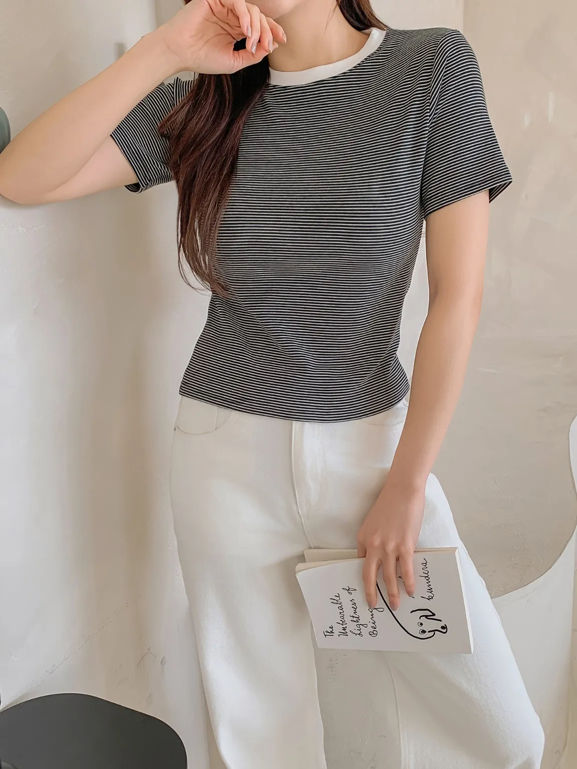 配色ボーダー半袖Tシャツ | 詳細画像1