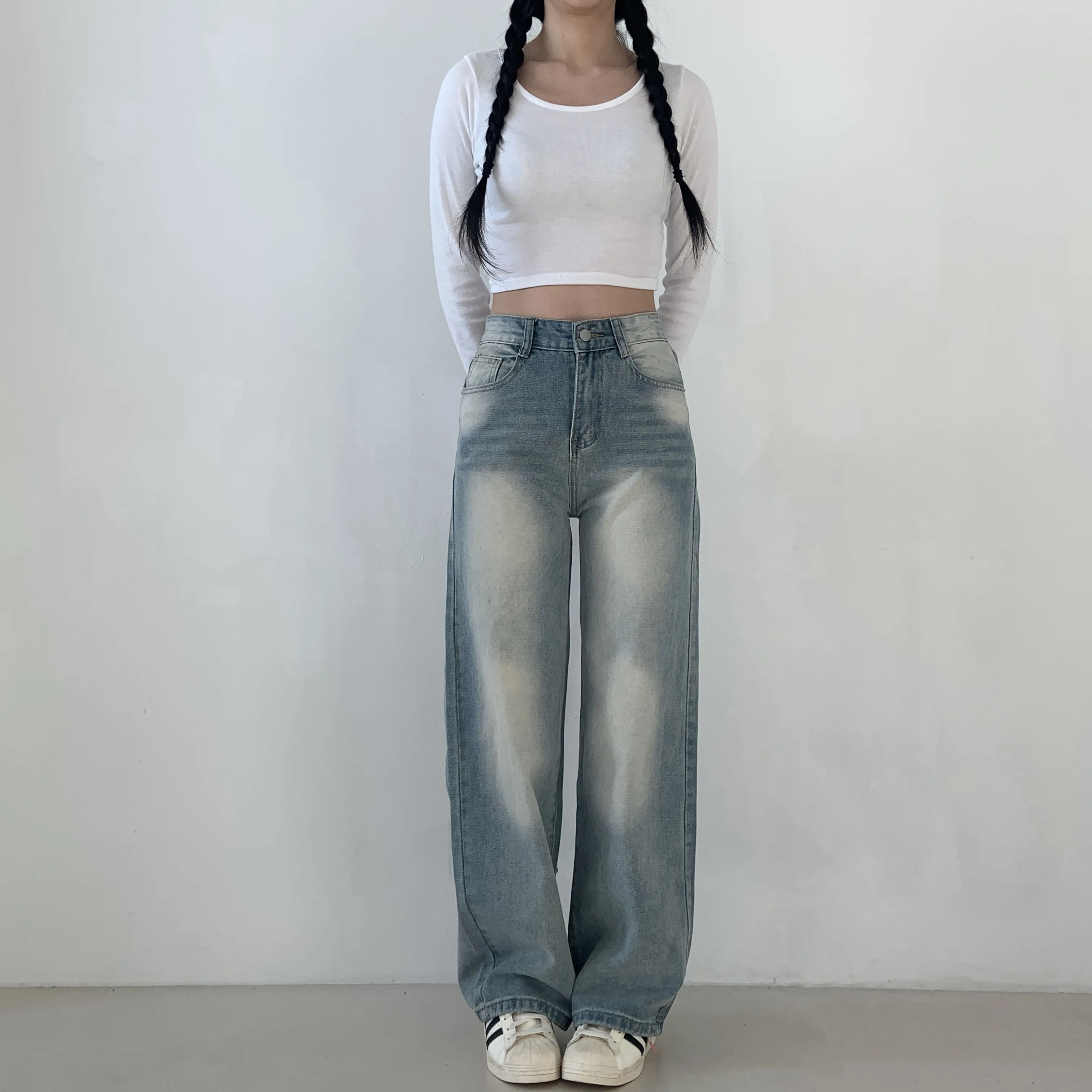 ロングストレートデニムパンツ(ライトブルー) | 詳細画像1