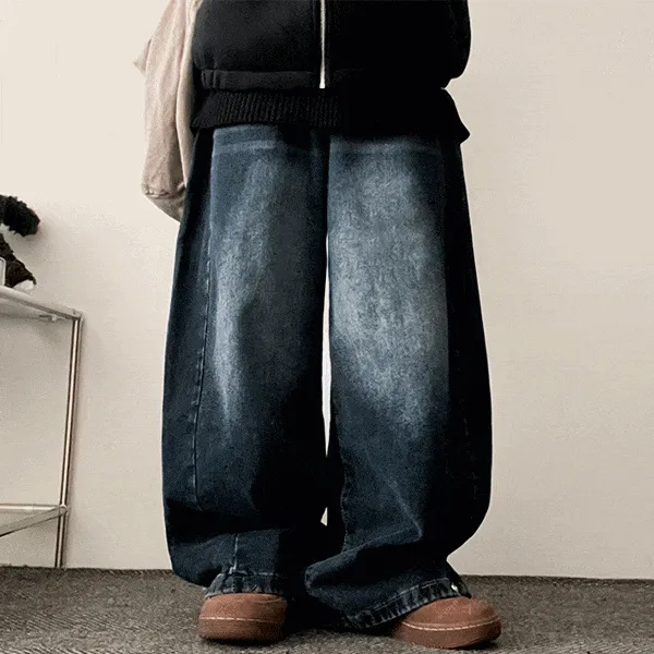 スナップボタンヘムワイドデニムパンツ | hijjoo | 詳細画像1