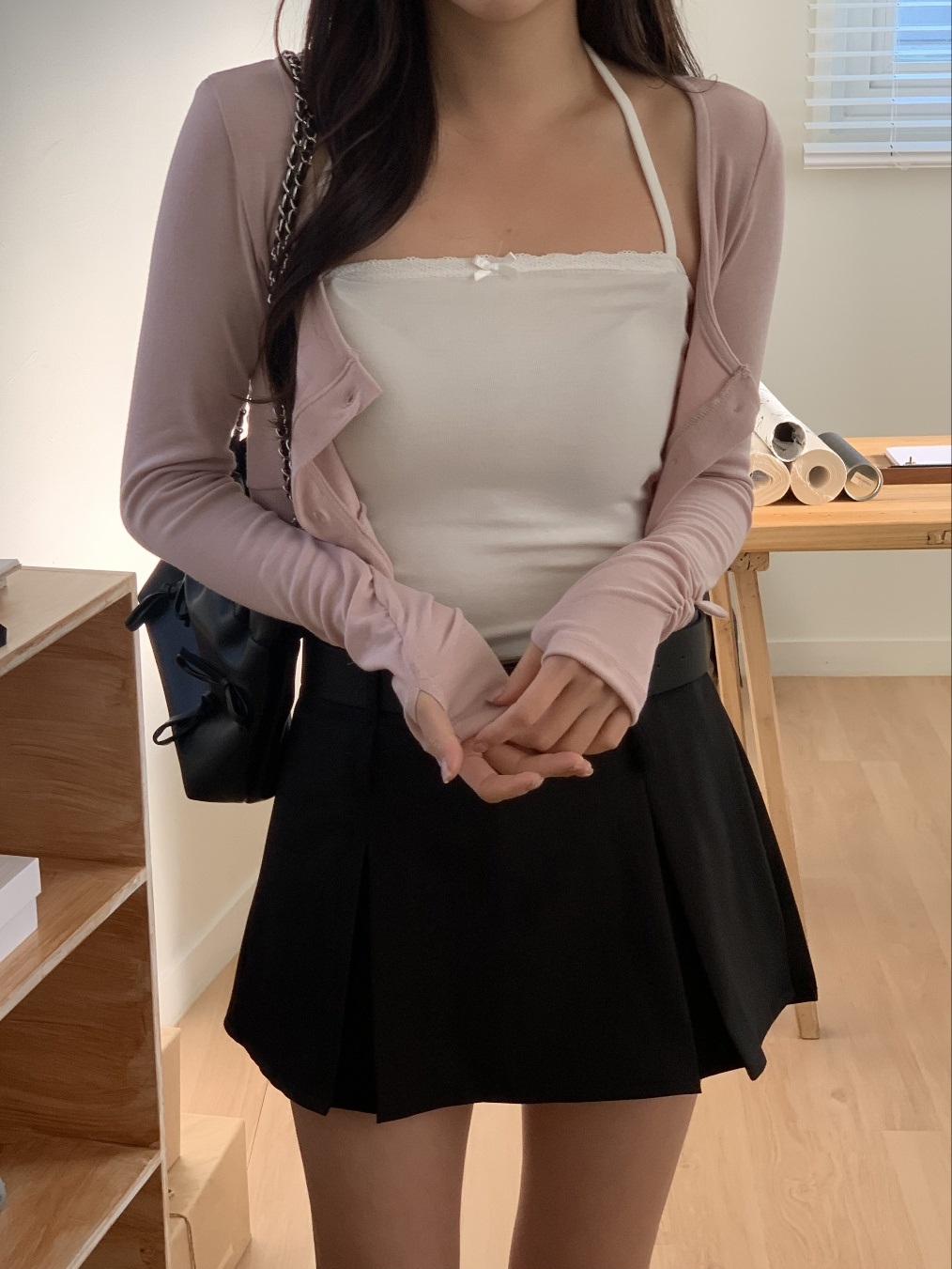 レースリボンホルターキャミ&サムホールカーディガンSET | 詳細画像6