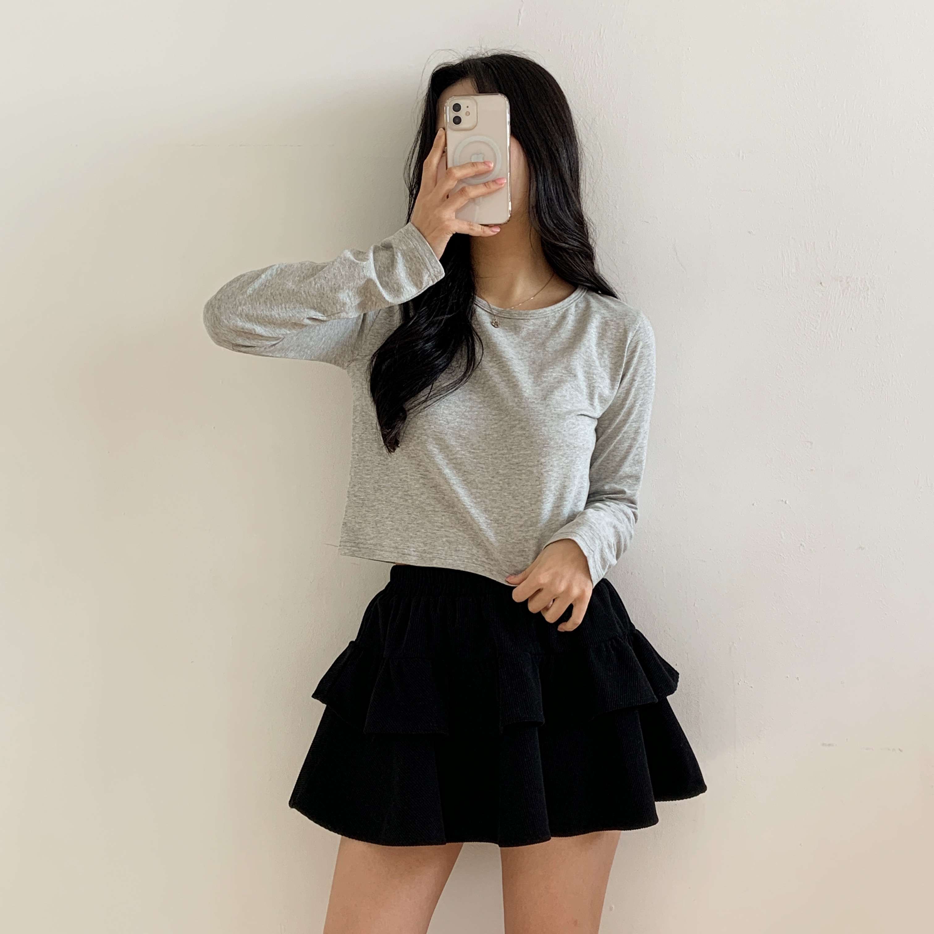 モダール混ラウンドネッククロップドTシャツ | 詳細画像15