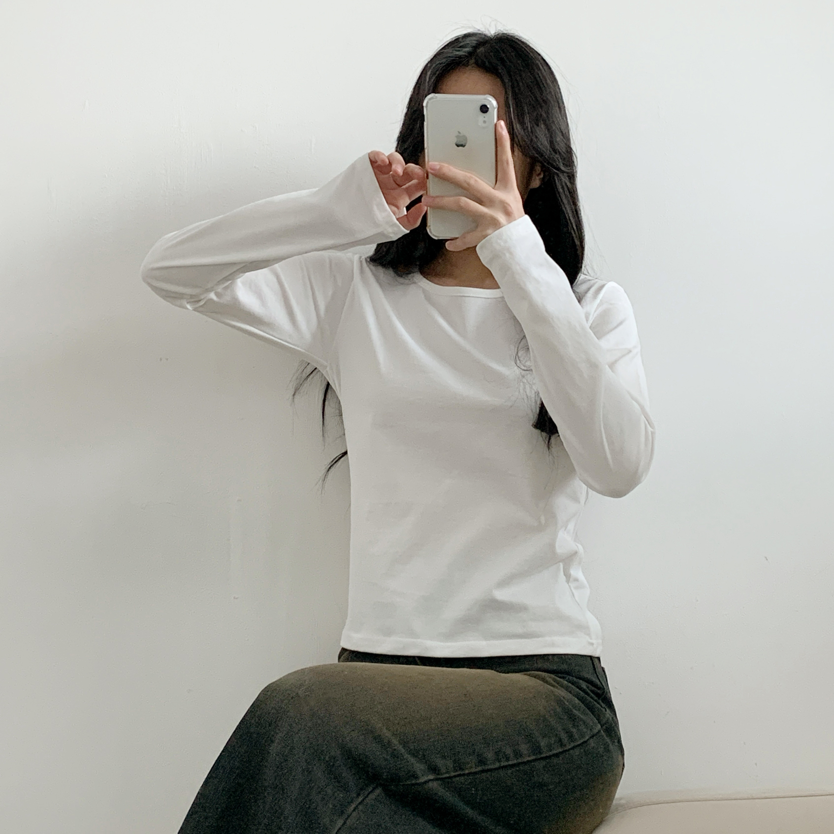 ラウンドネック長袖コットンTシャツ | 詳細画像4