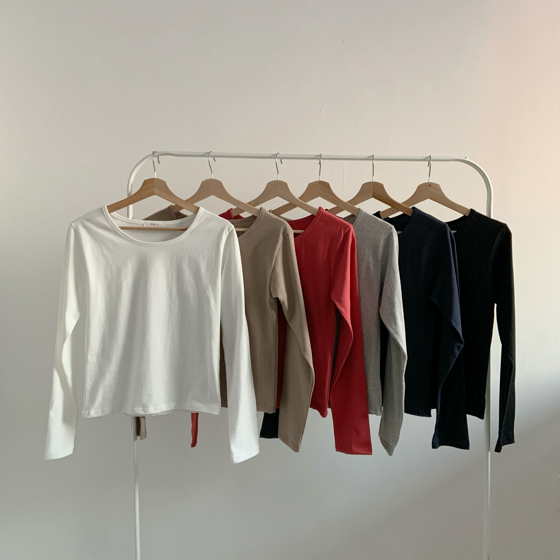 ラウンドネック長袖コットンTシャツ | 詳細画像2