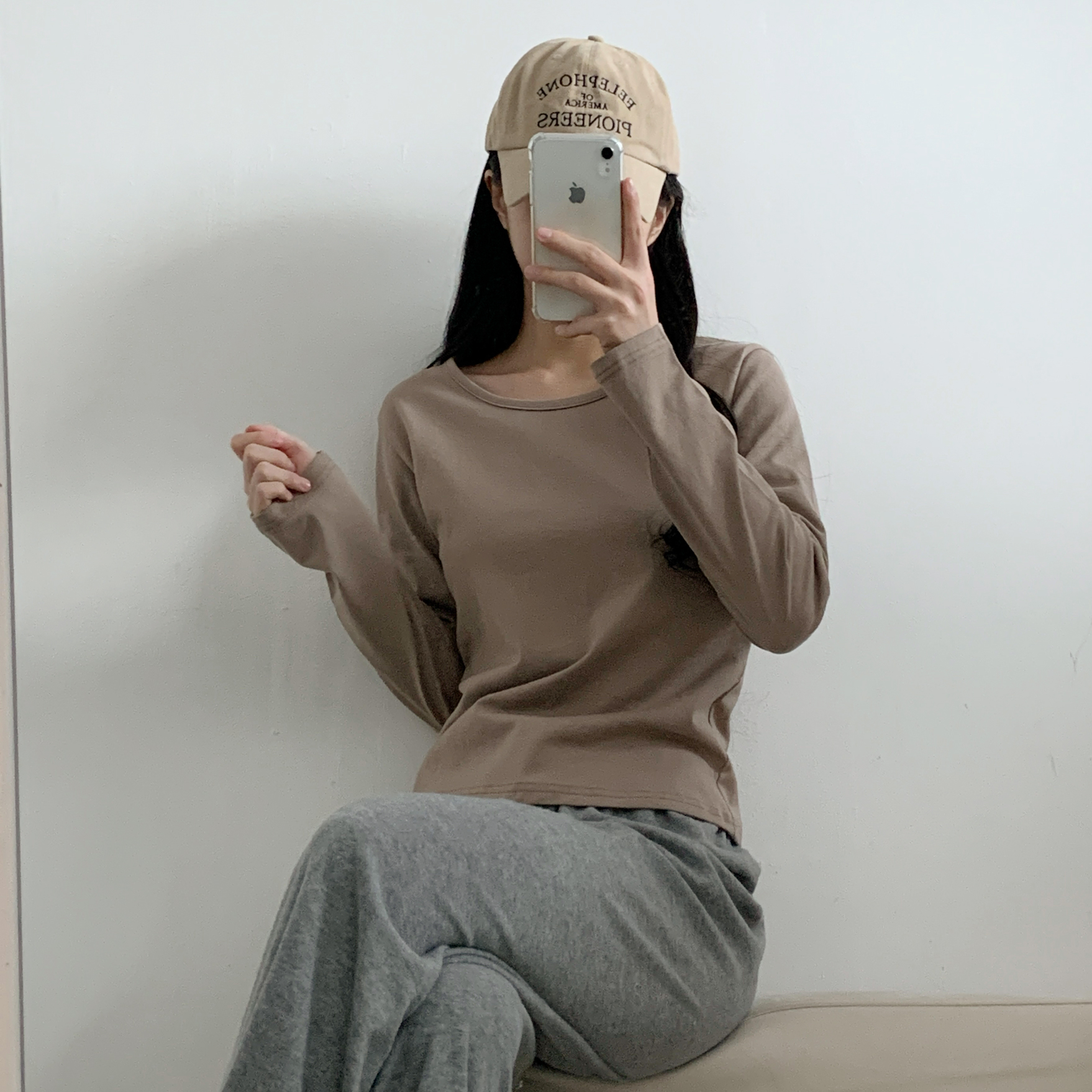 ラウンドネック長袖コットンTシャツ | 詳細画像20