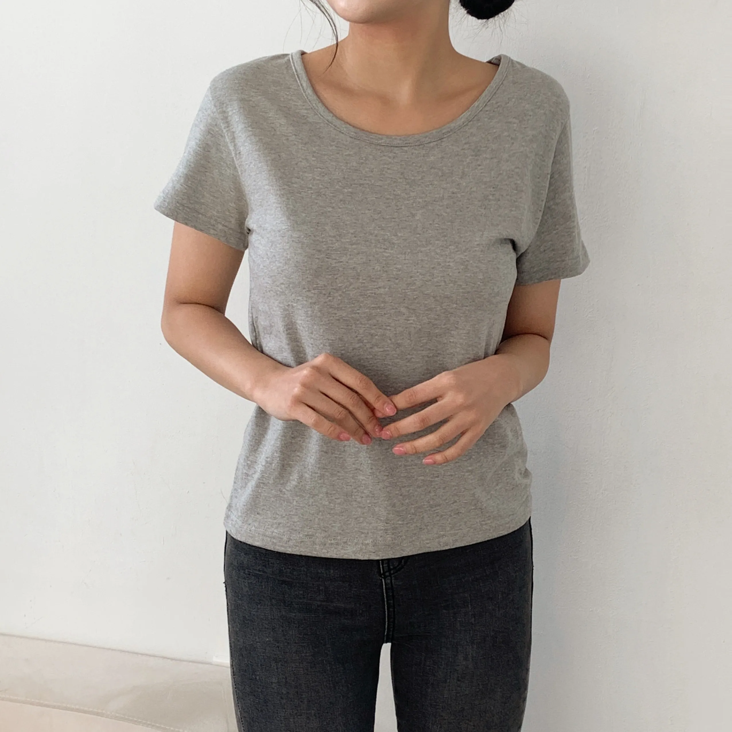 ラウンドネック半袖コットンTシャツ | 詳細画像1