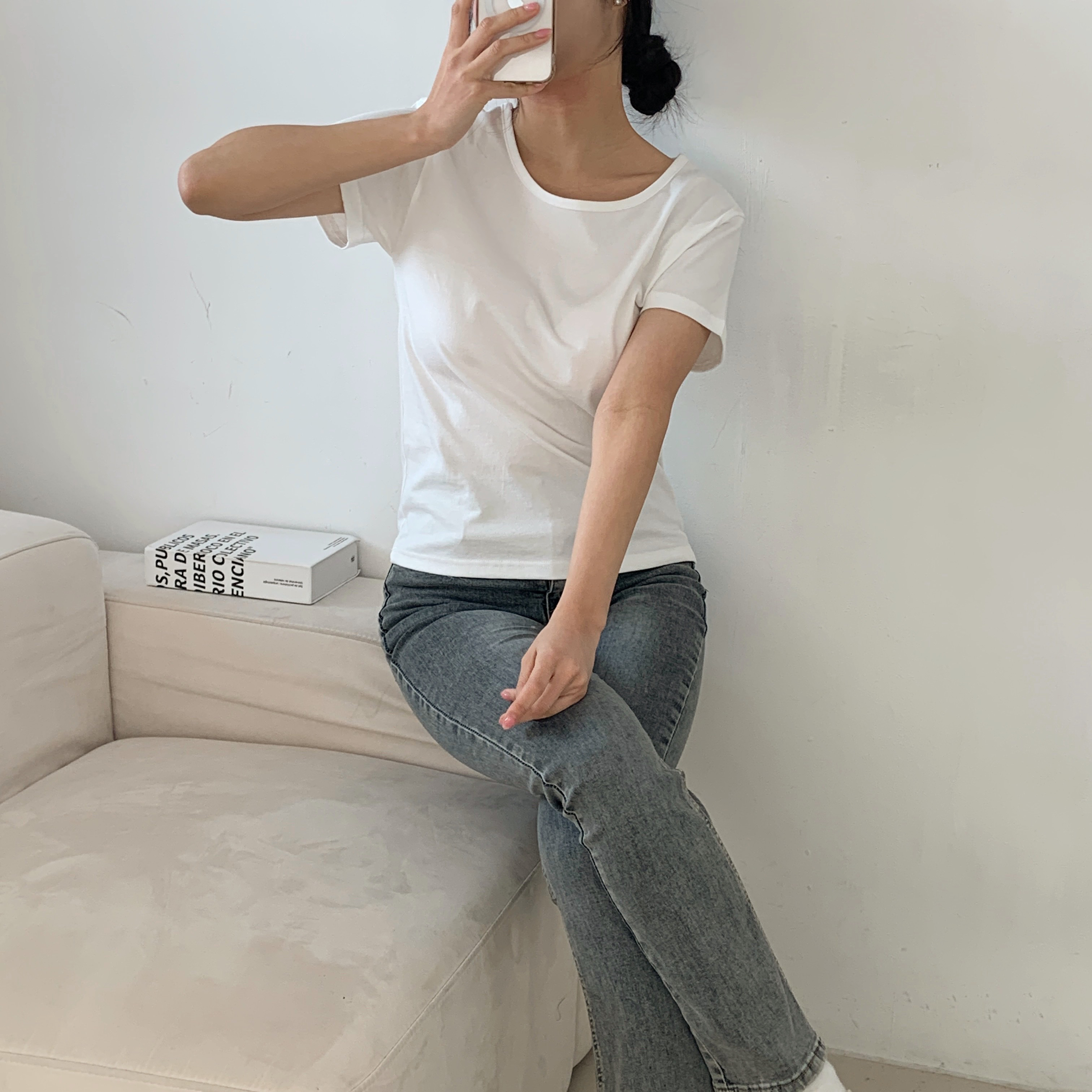 ラウンドネック半袖コットンTシャツ | 詳細画像13