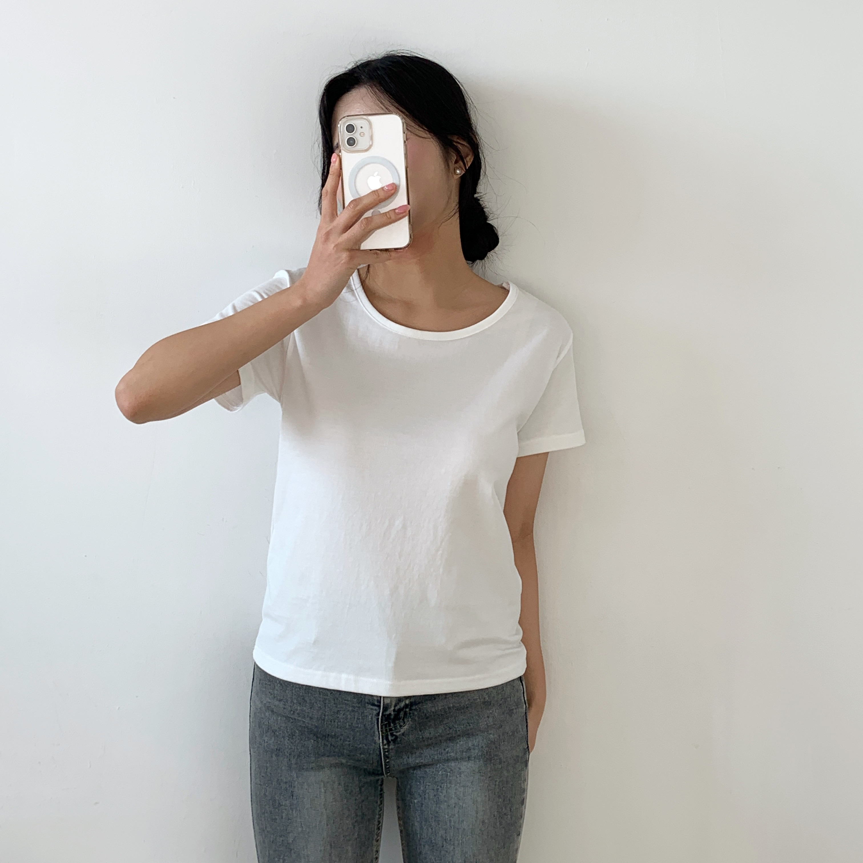 ラウンドネック半袖コットンTシャツ | 詳細画像12