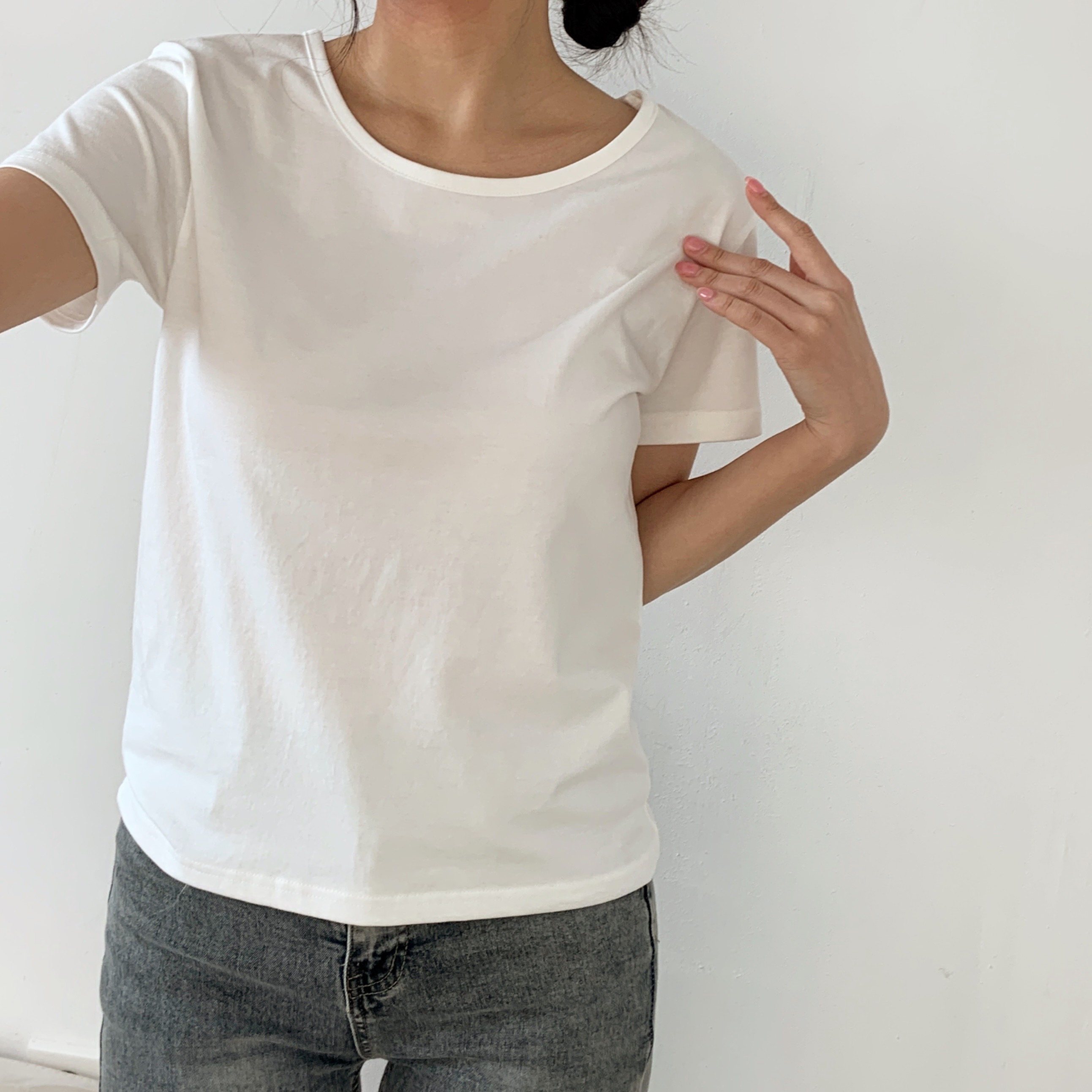 ラウンドネック半袖コットンTシャツ | 詳細画像3