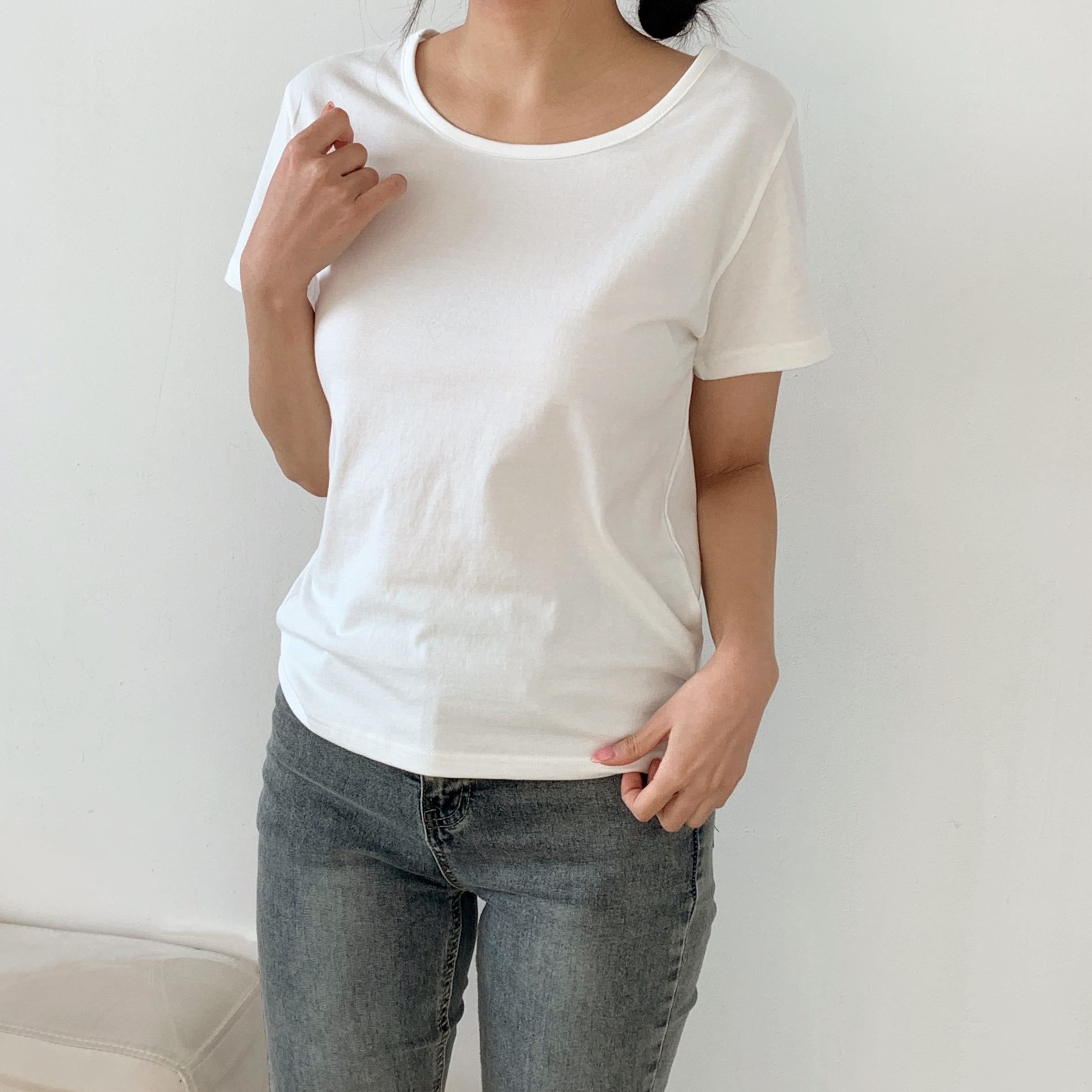 ラウンドネック半袖コットンTシャツ | 詳細画像6