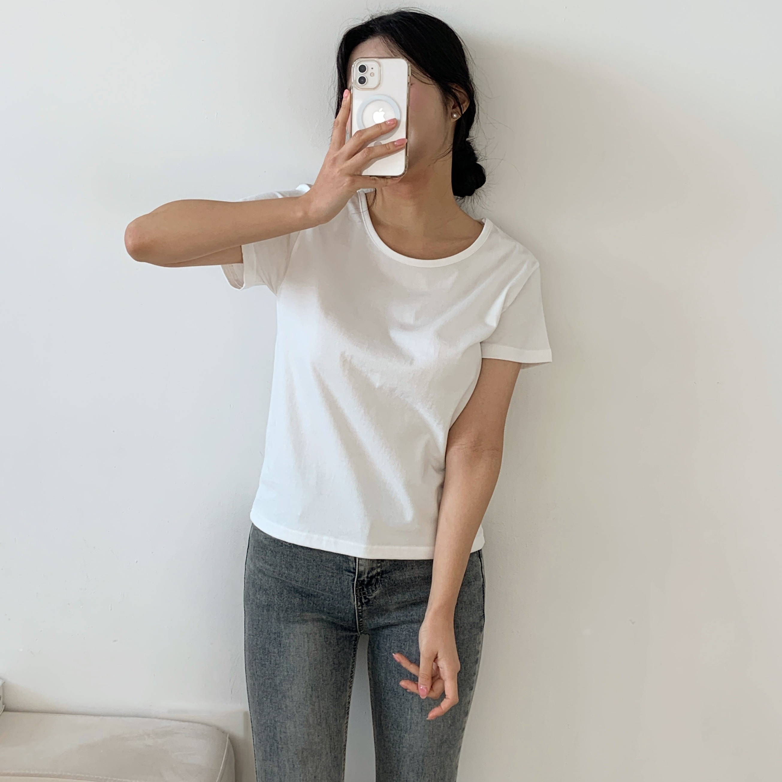 ラウンドネック半袖コットンTシャツ | 詳細画像5