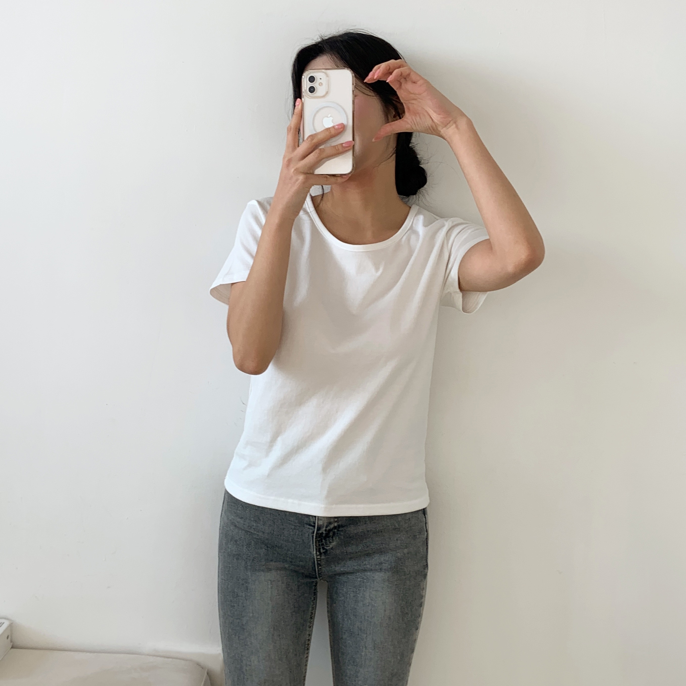 ラウンドネック半袖コットンTシャツ | 詳細画像11