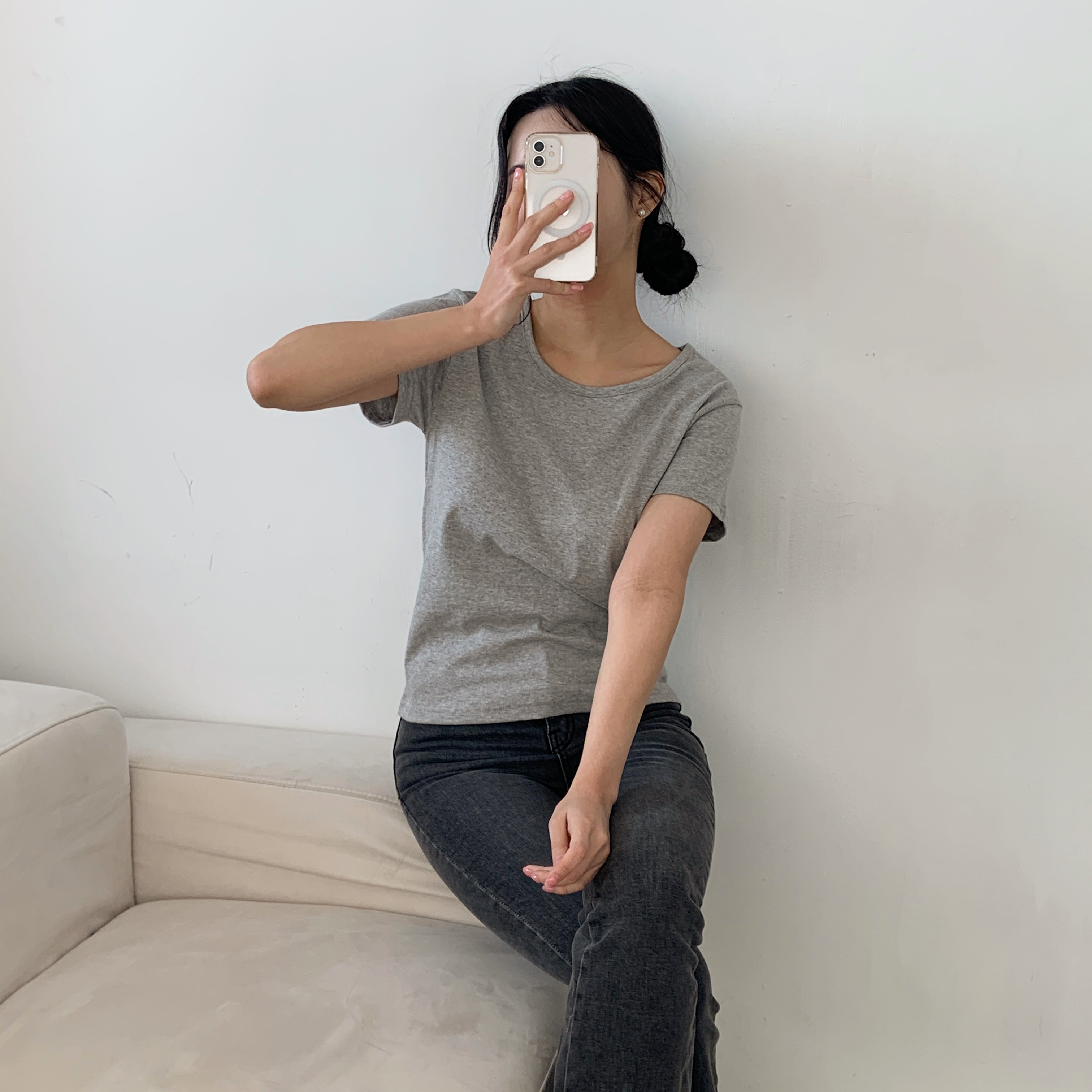 ラウンドネック半袖コットンTシャツ | 詳細画像18