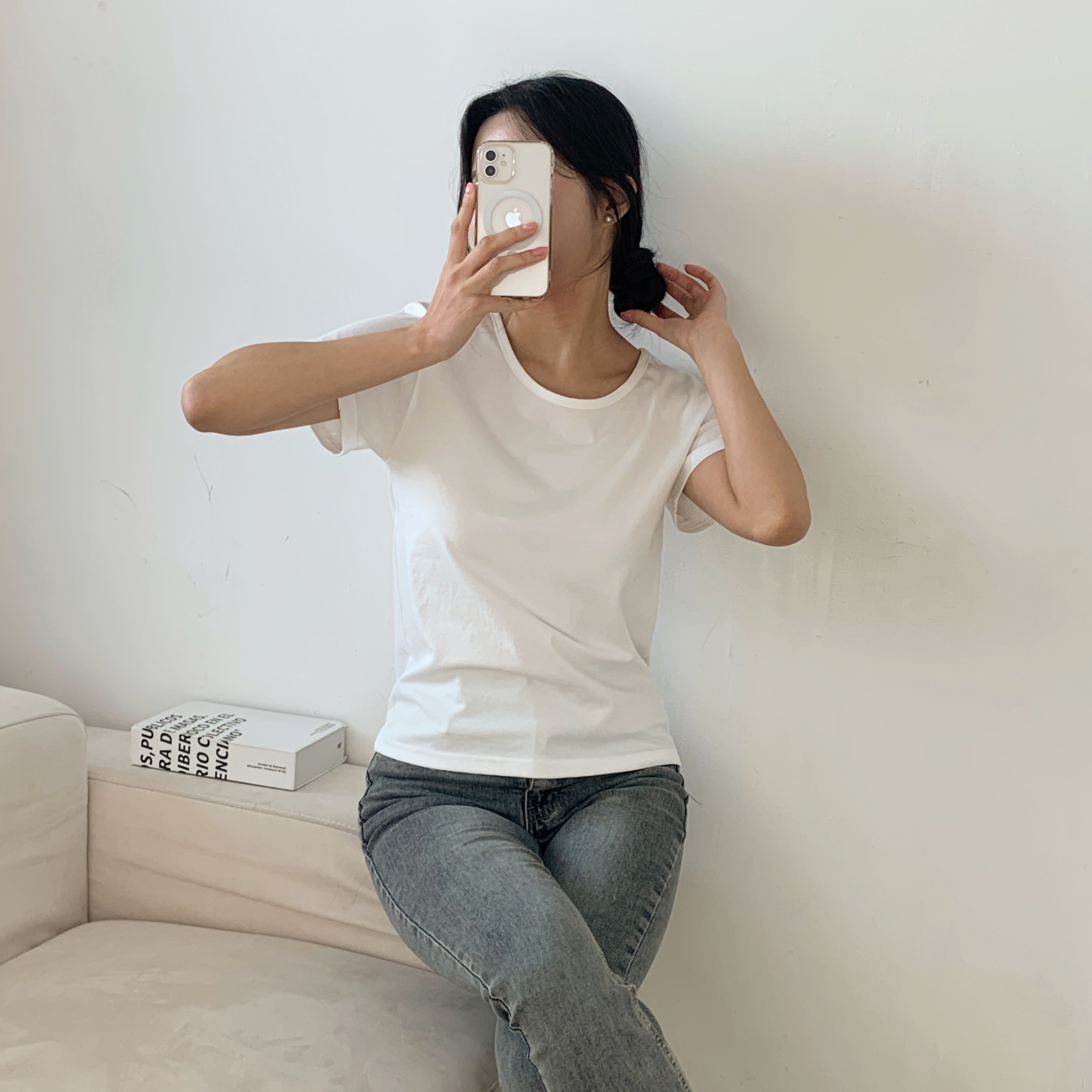 ラウンドネック半袖コットンTシャツ | 詳細画像9