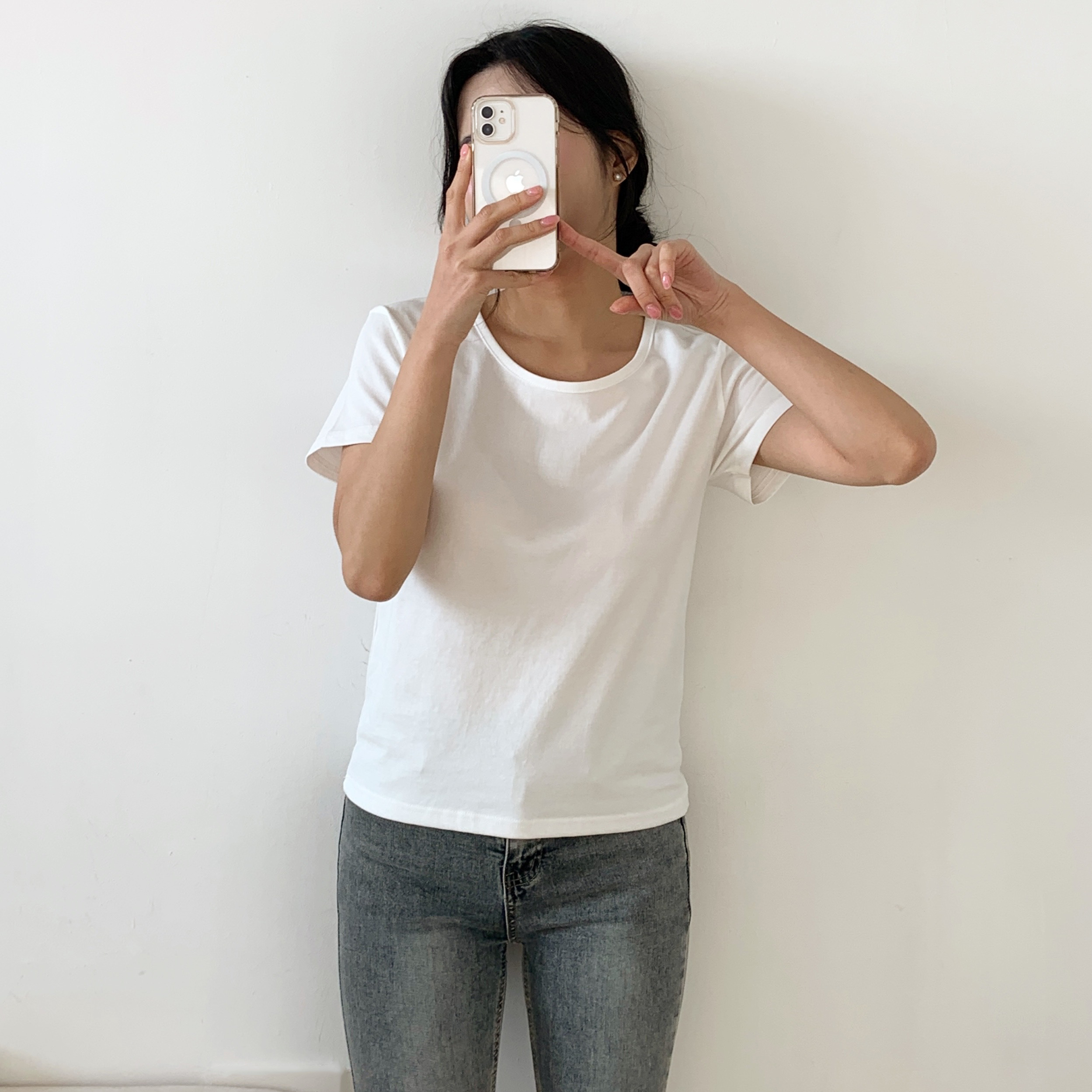ラウンドネック半袖コットンTシャツ | 詳細画像8