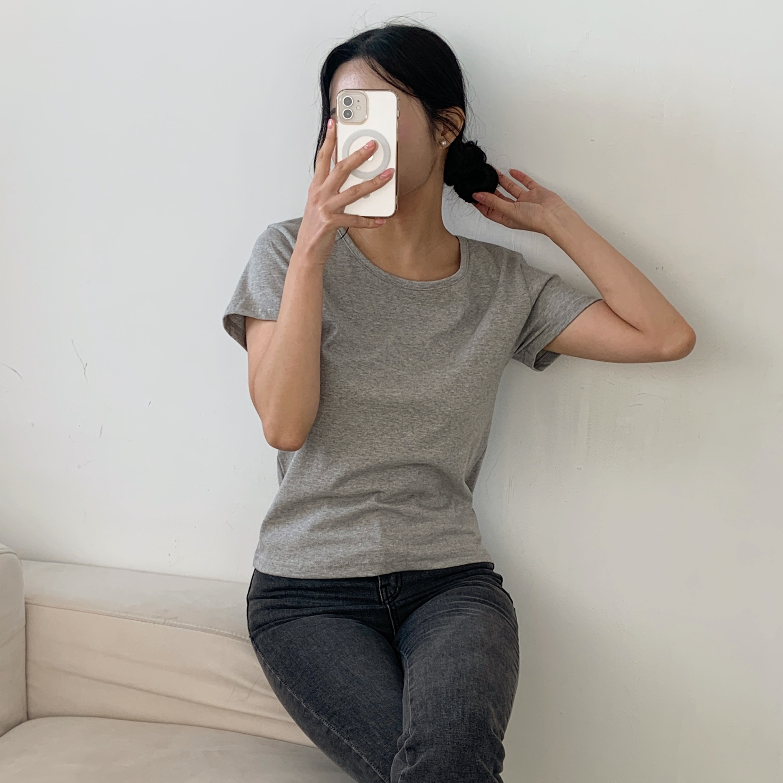ラウンドネック半袖コットンTシャツ | 詳細画像14
