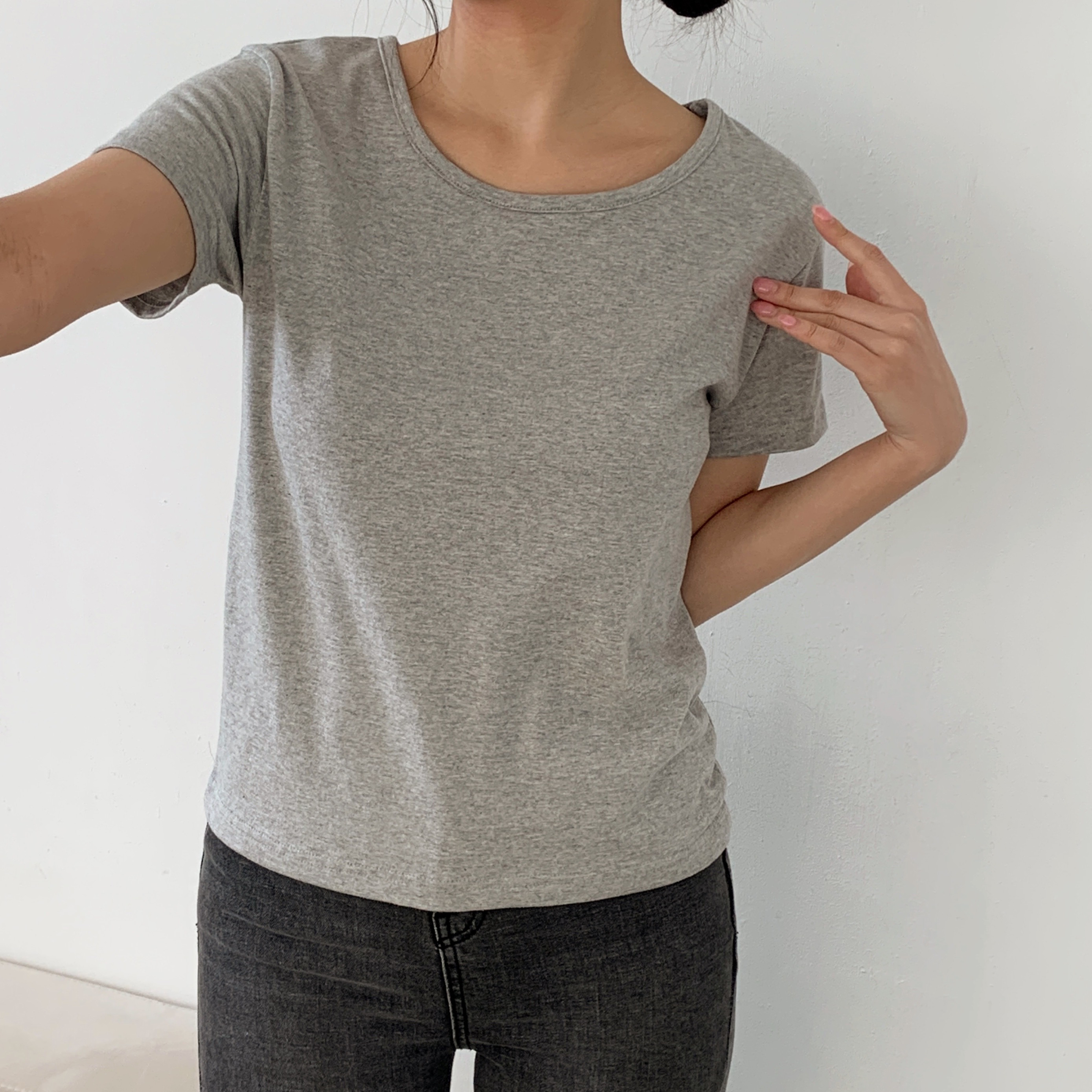 ラウンドネック半袖コットンTシャツ | 詳細画像19