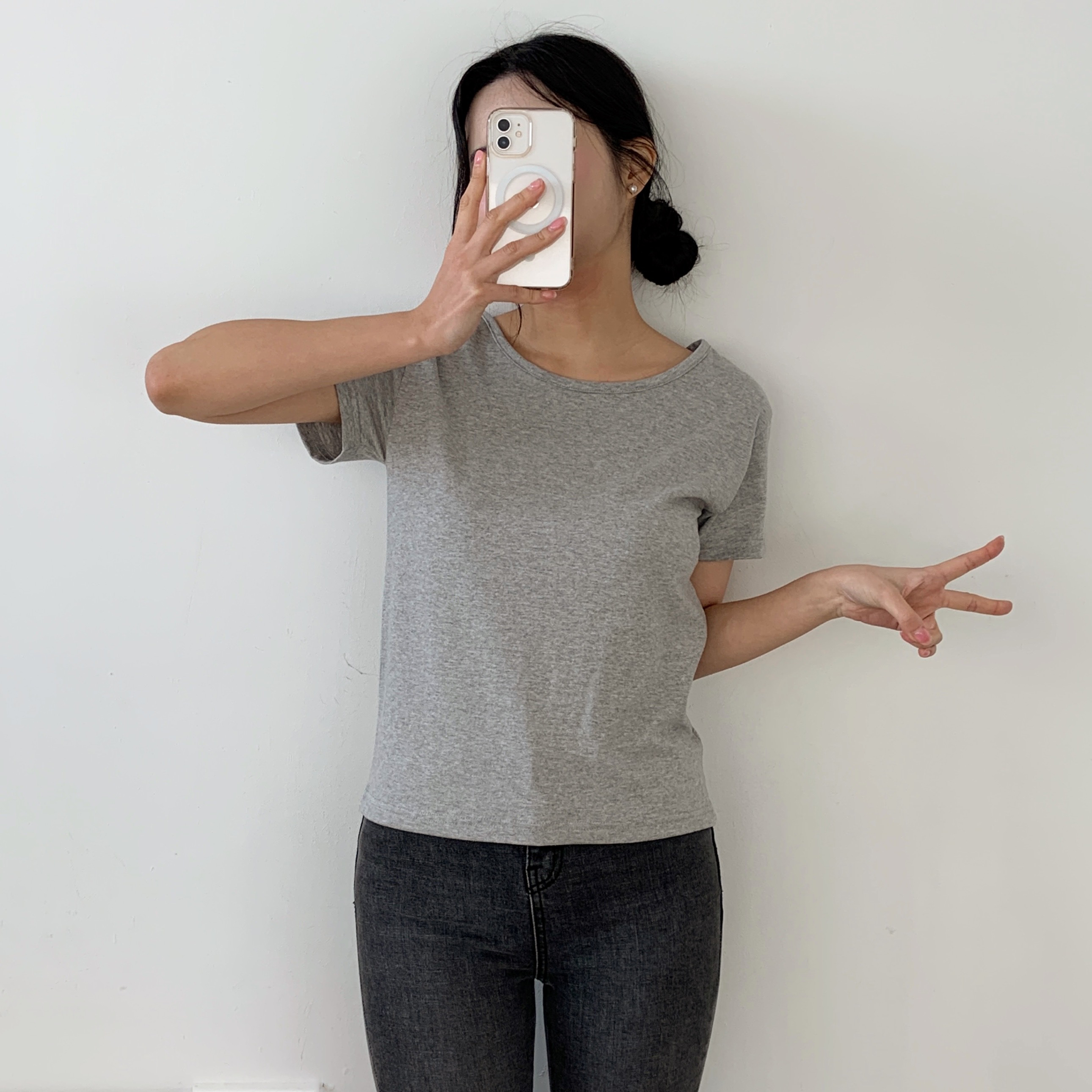 ラウンドネック半袖コットンTシャツ | 詳細画像20