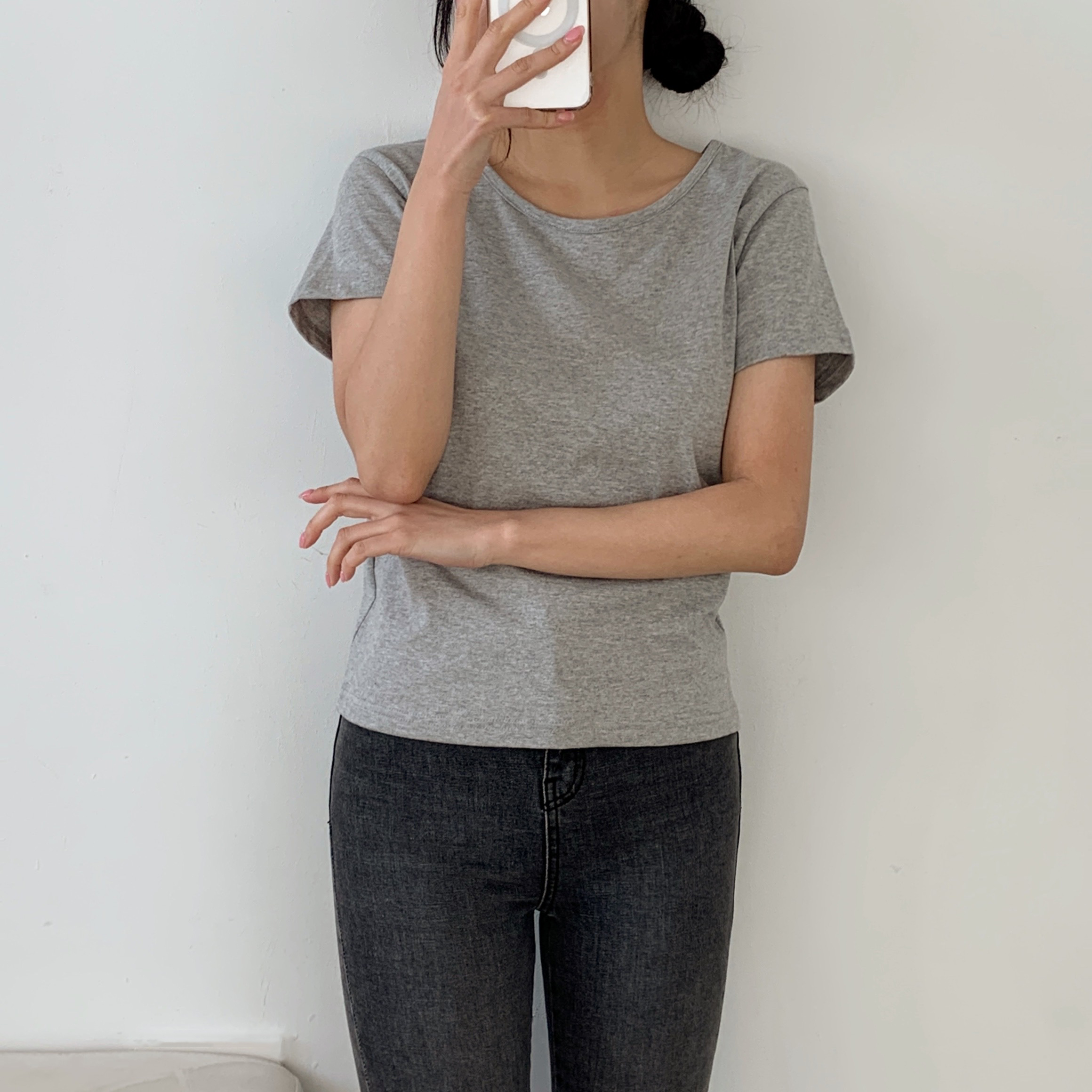 ラウンドネック半袖コットンTシャツ | 詳細画像17