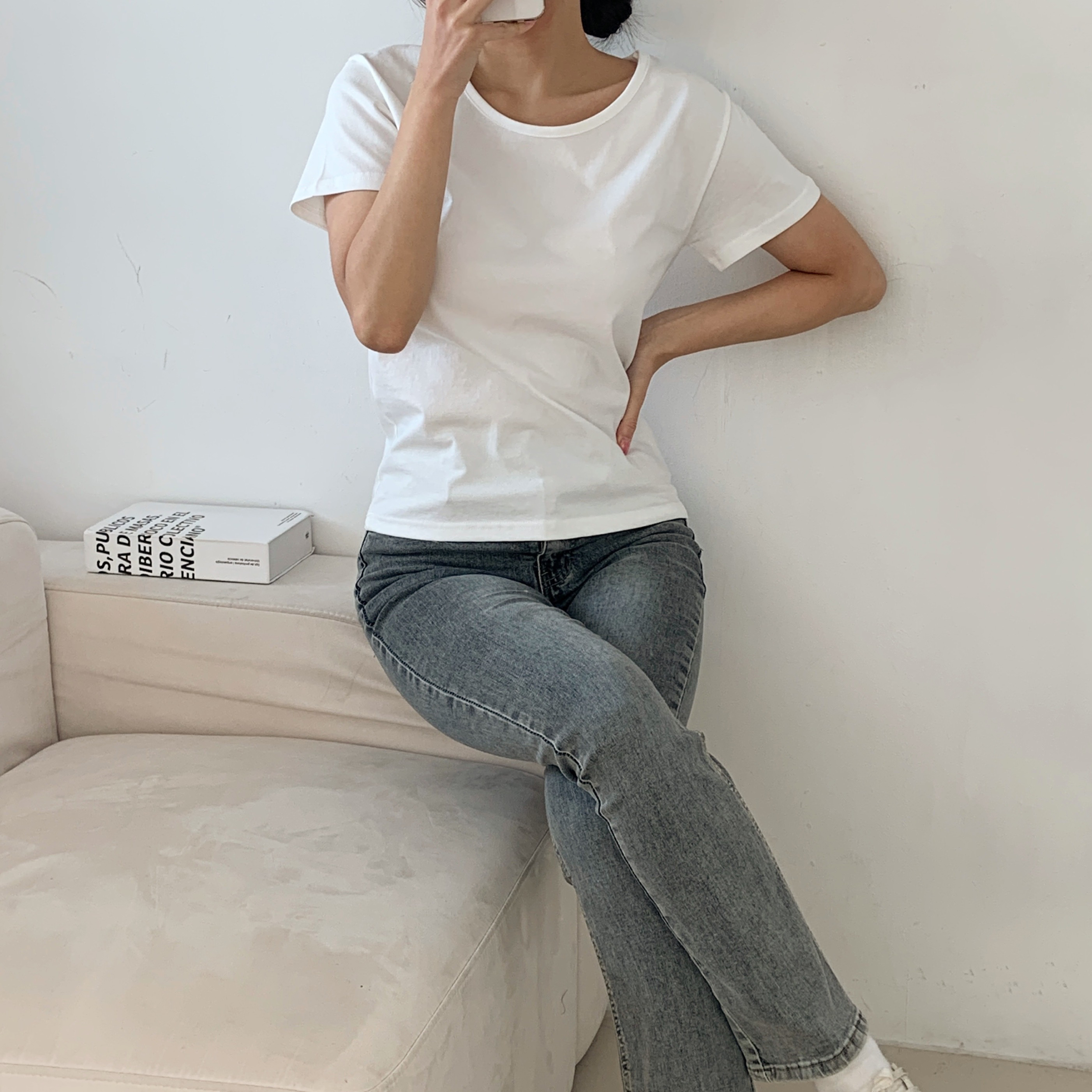 ラウンドネック半袖コットンTシャツ | 詳細画像10