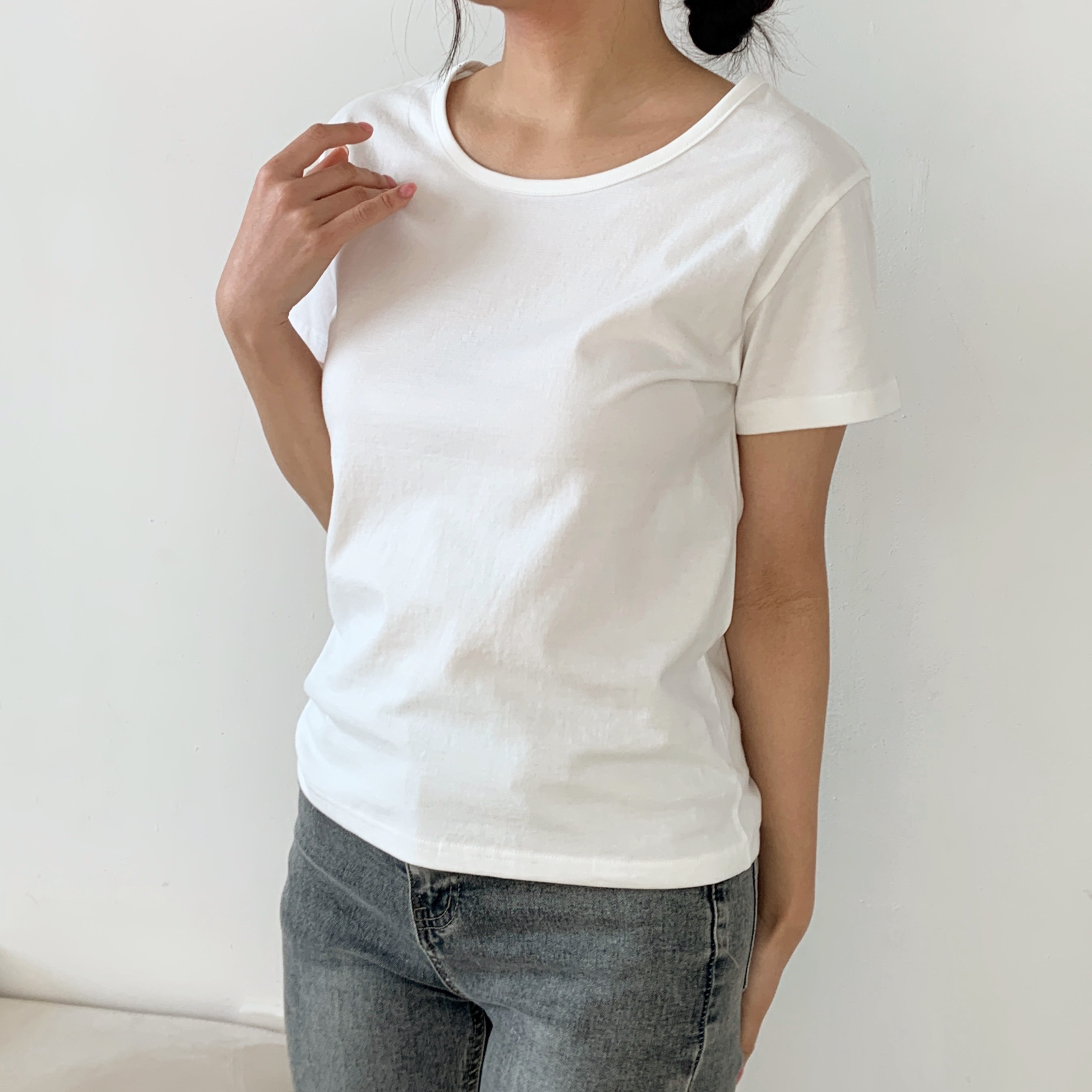 ラウンドネック半袖コットンTシャツ | 詳細画像7