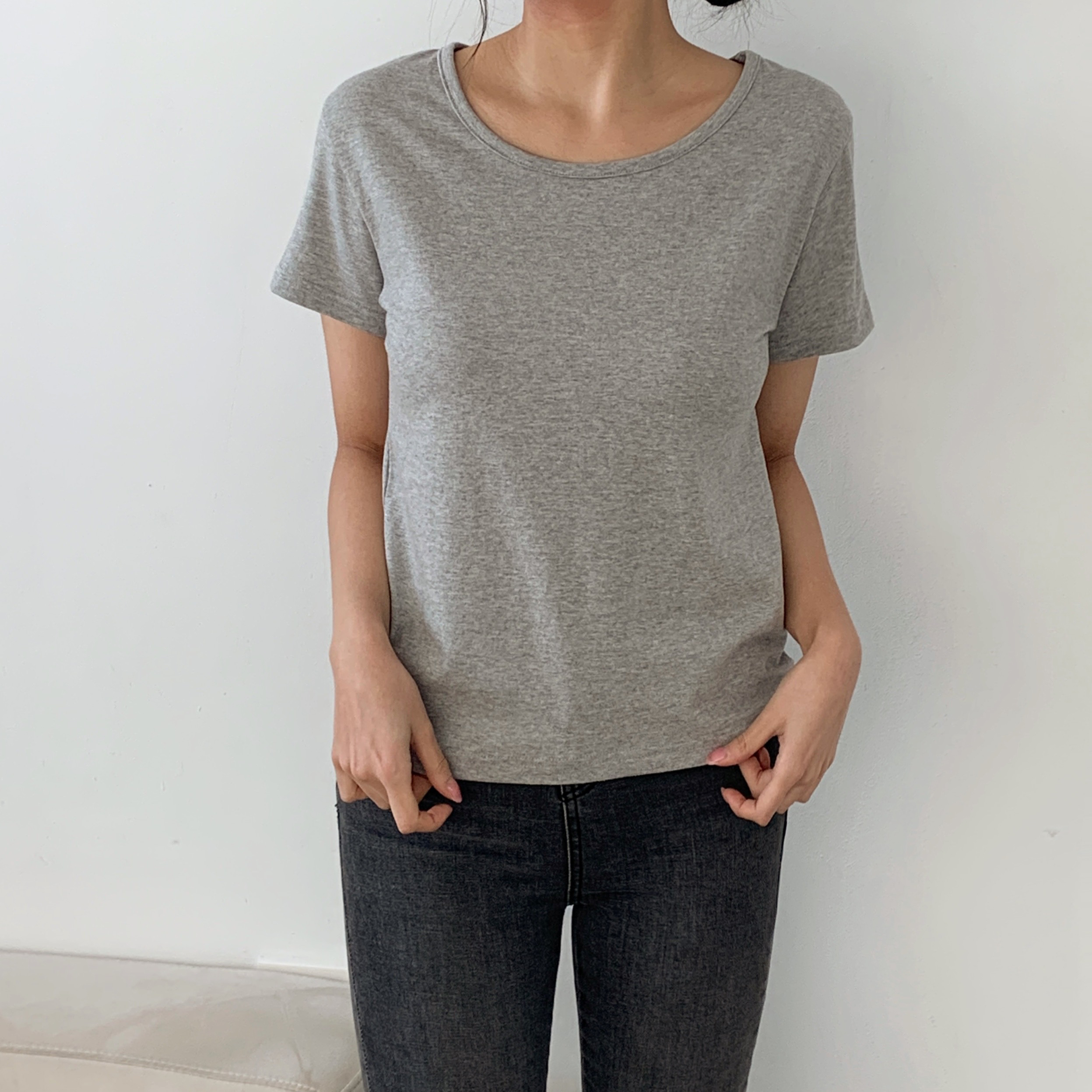 ラウンドネック半袖コットンTシャツ | 詳細画像15