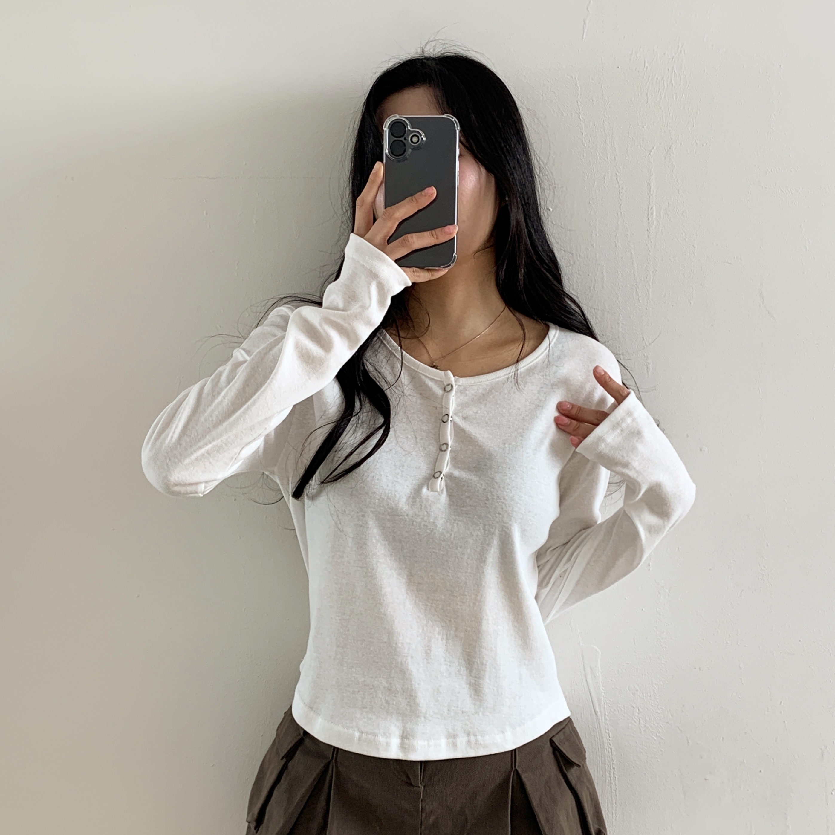 ヘンリーネッククロップドTシャツ | 詳細画像15