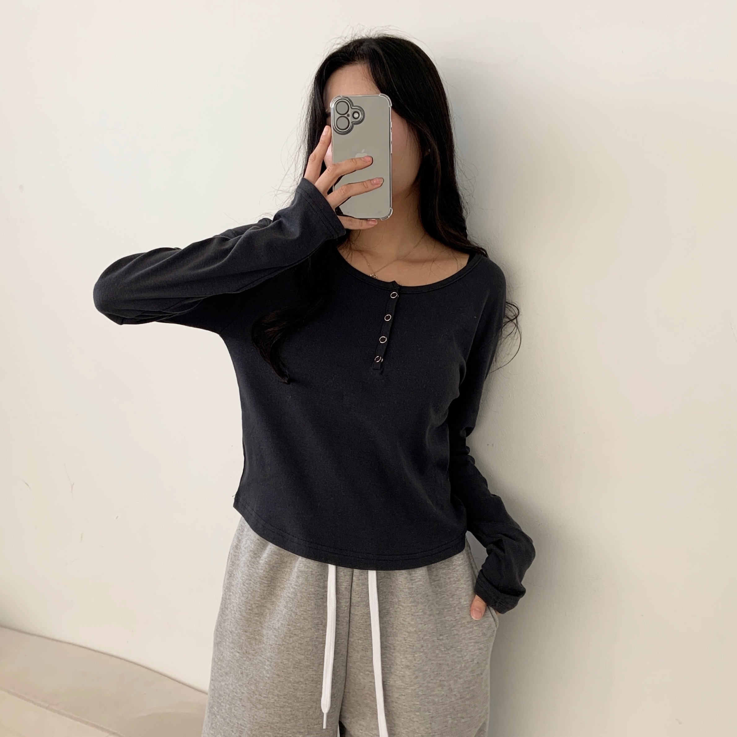 ヘンリーネッククロップドTシャツ | 詳細画像5