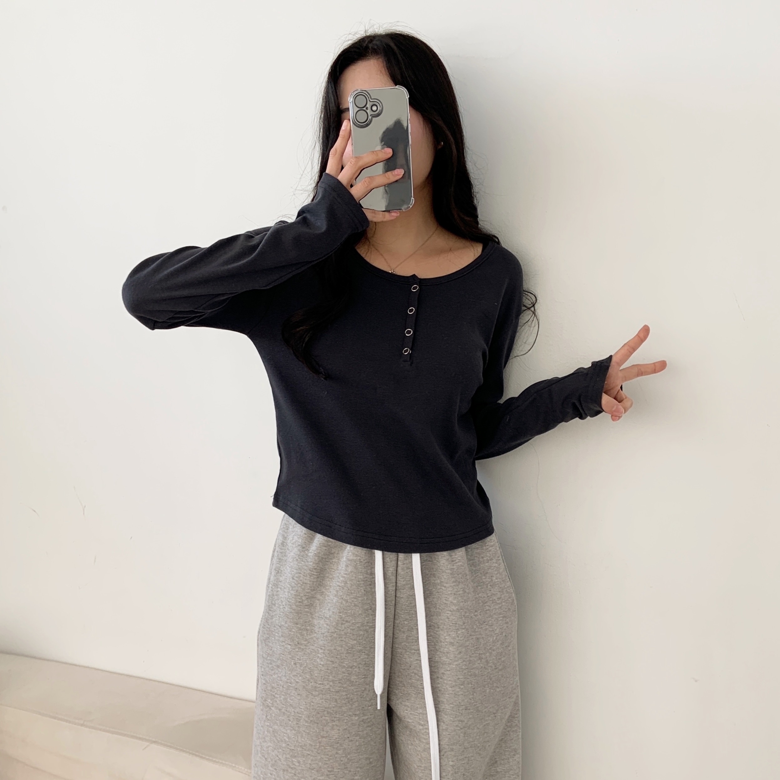 ヘンリーネッククロップドTシャツ | 詳細画像6