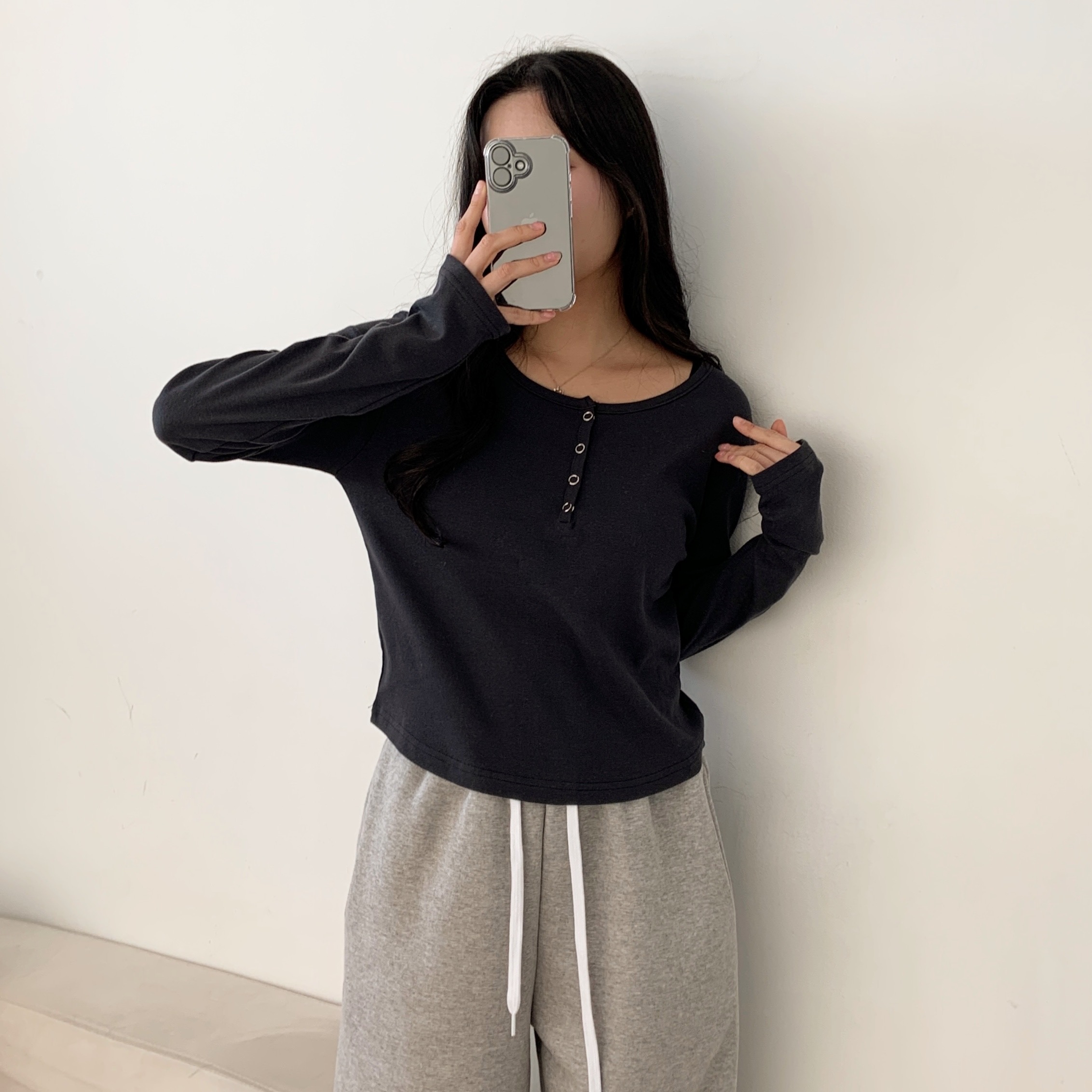 ヘンリーネッククロップドTシャツ | 詳細画像7