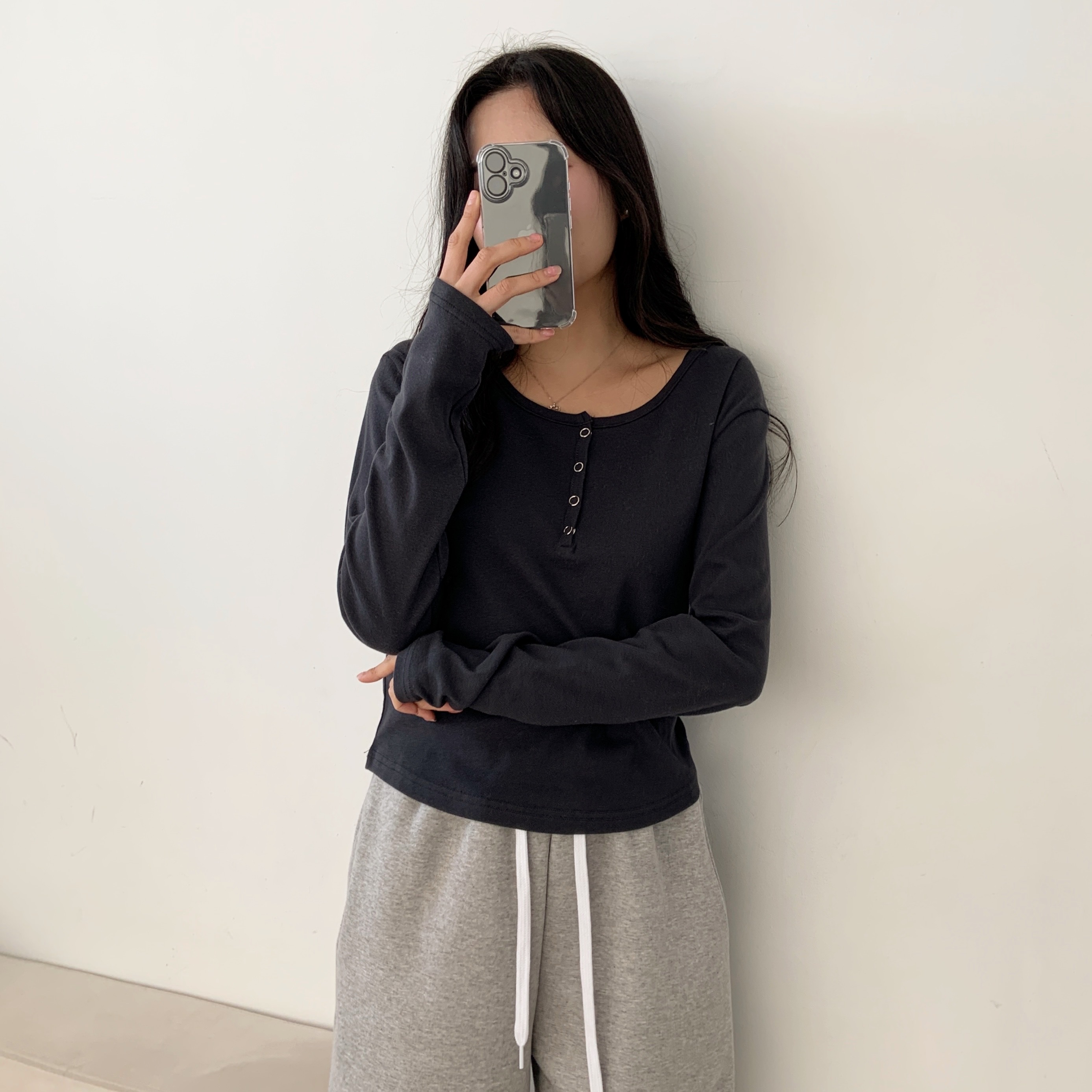 ヘンリーネッククロップドTシャツ | 詳細画像8
