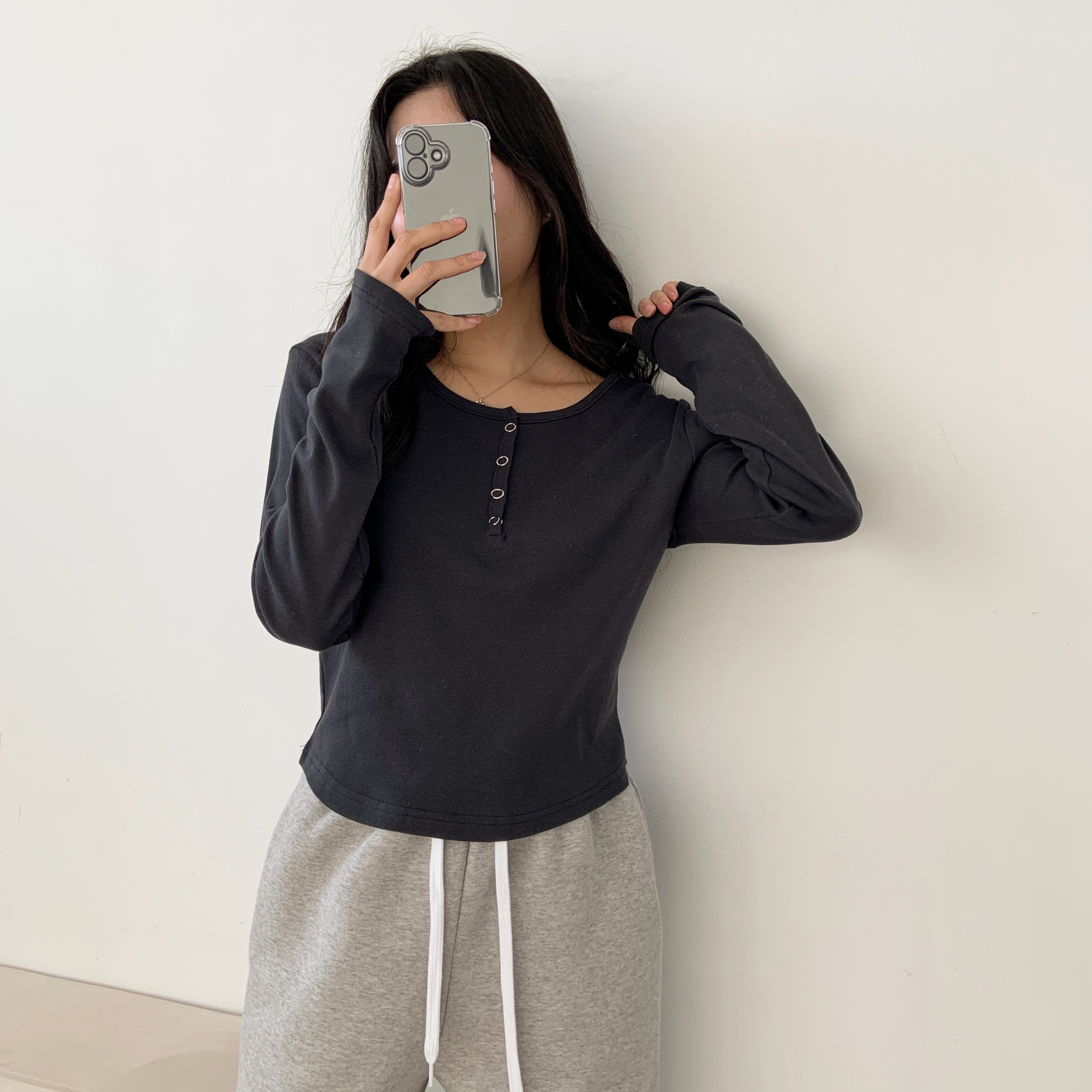 ヘンリーネッククロップドTシャツ | 詳細画像10