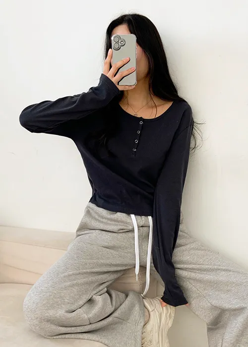 ヘンリーネッククロップドTシャツ | 詳細画像1