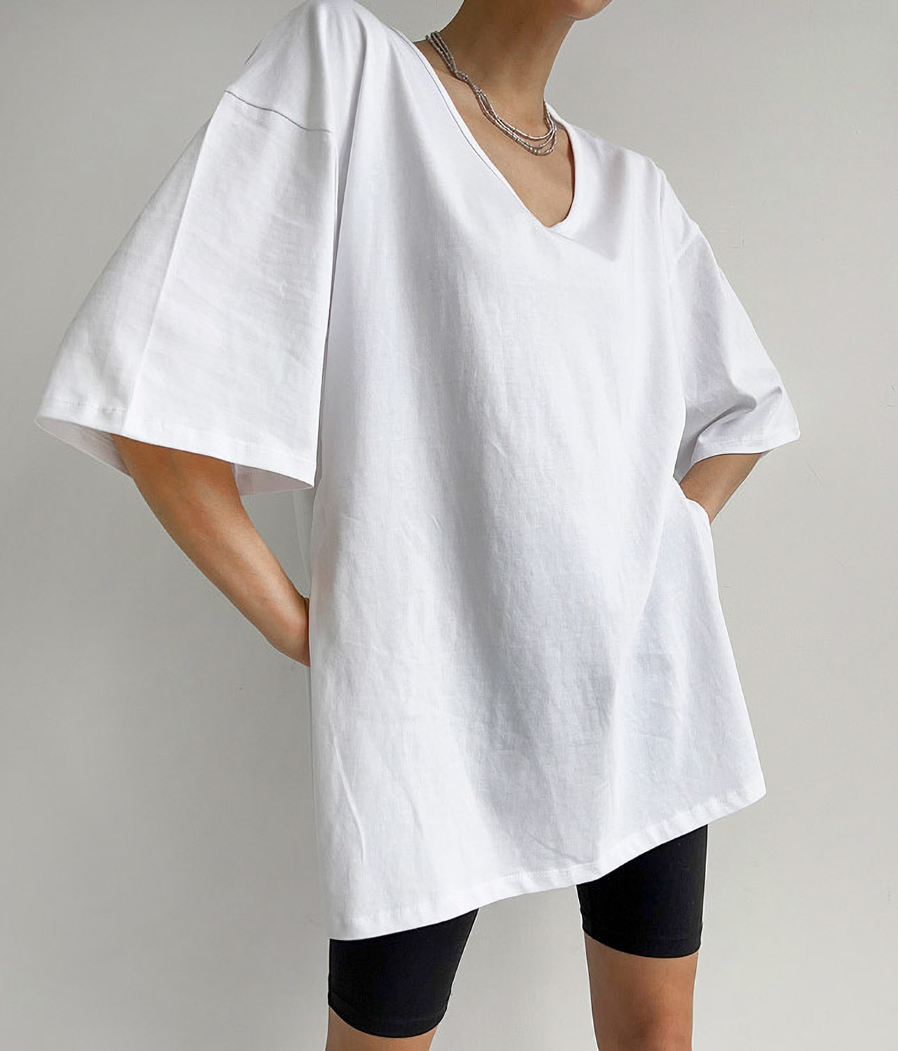 サイドスリットUネックボクシー半袖Tシャツ | 詳細画像6