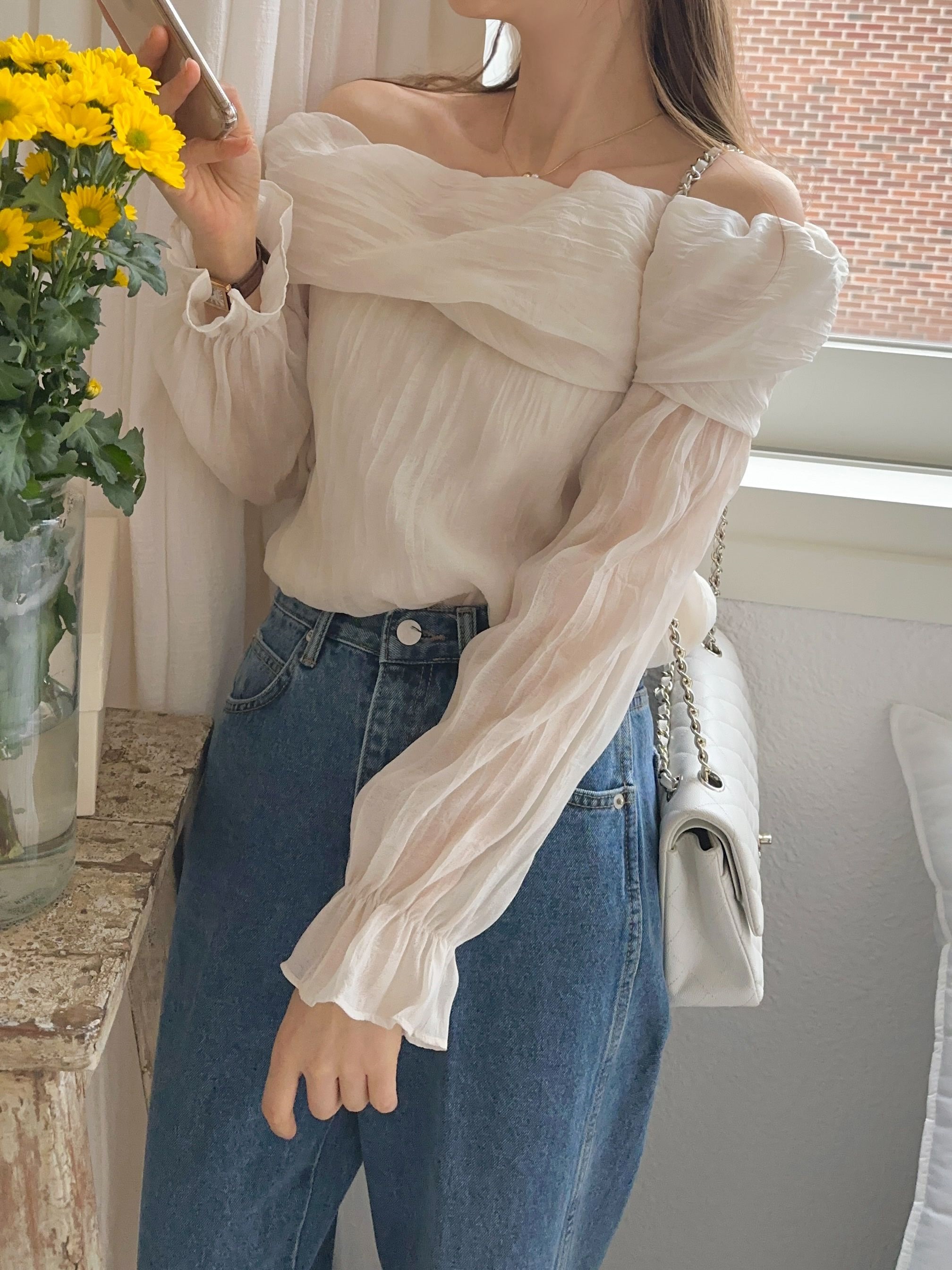 リンクルオフショルキャンディスリーブブラウス | 詳細画像3