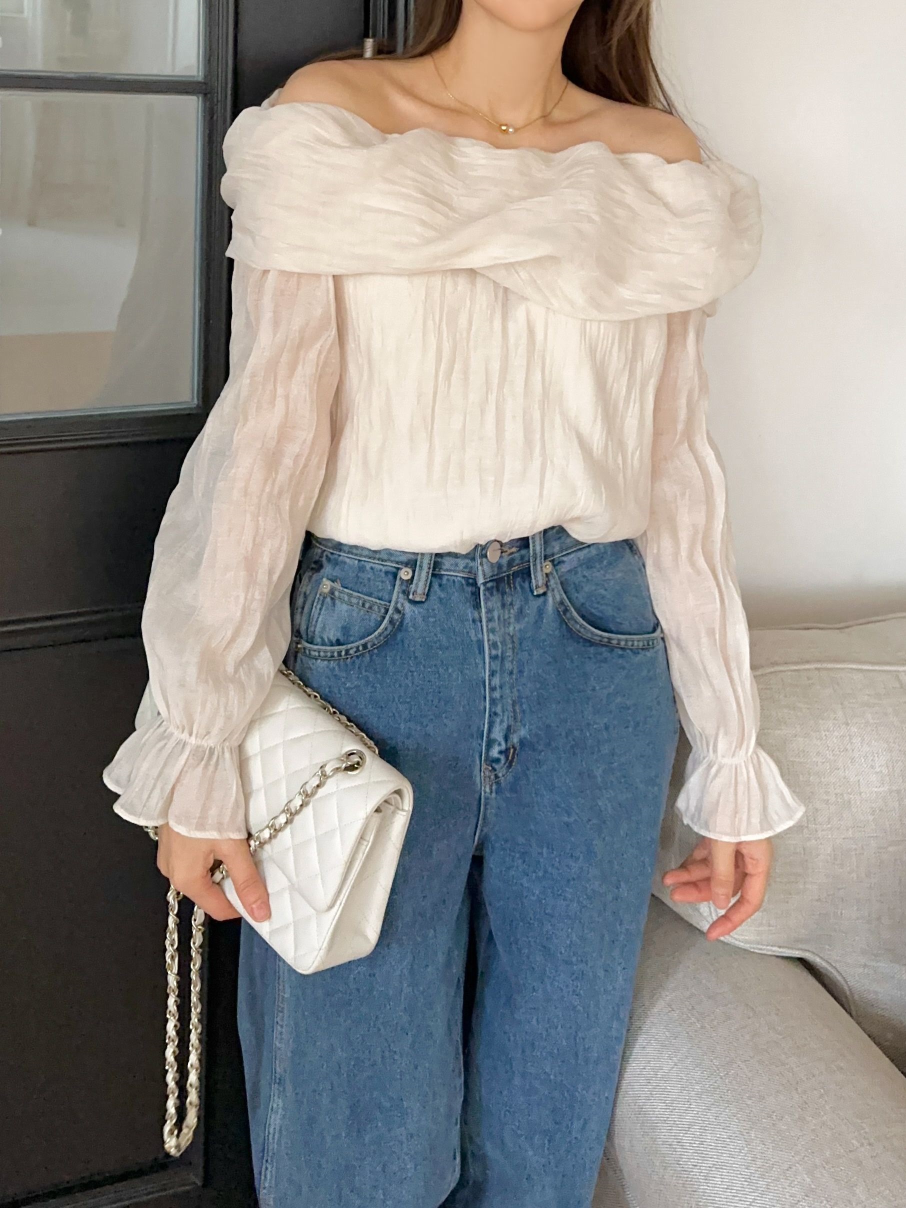 リンクルオフショルキャンディスリーブブラウス | 詳細画像4