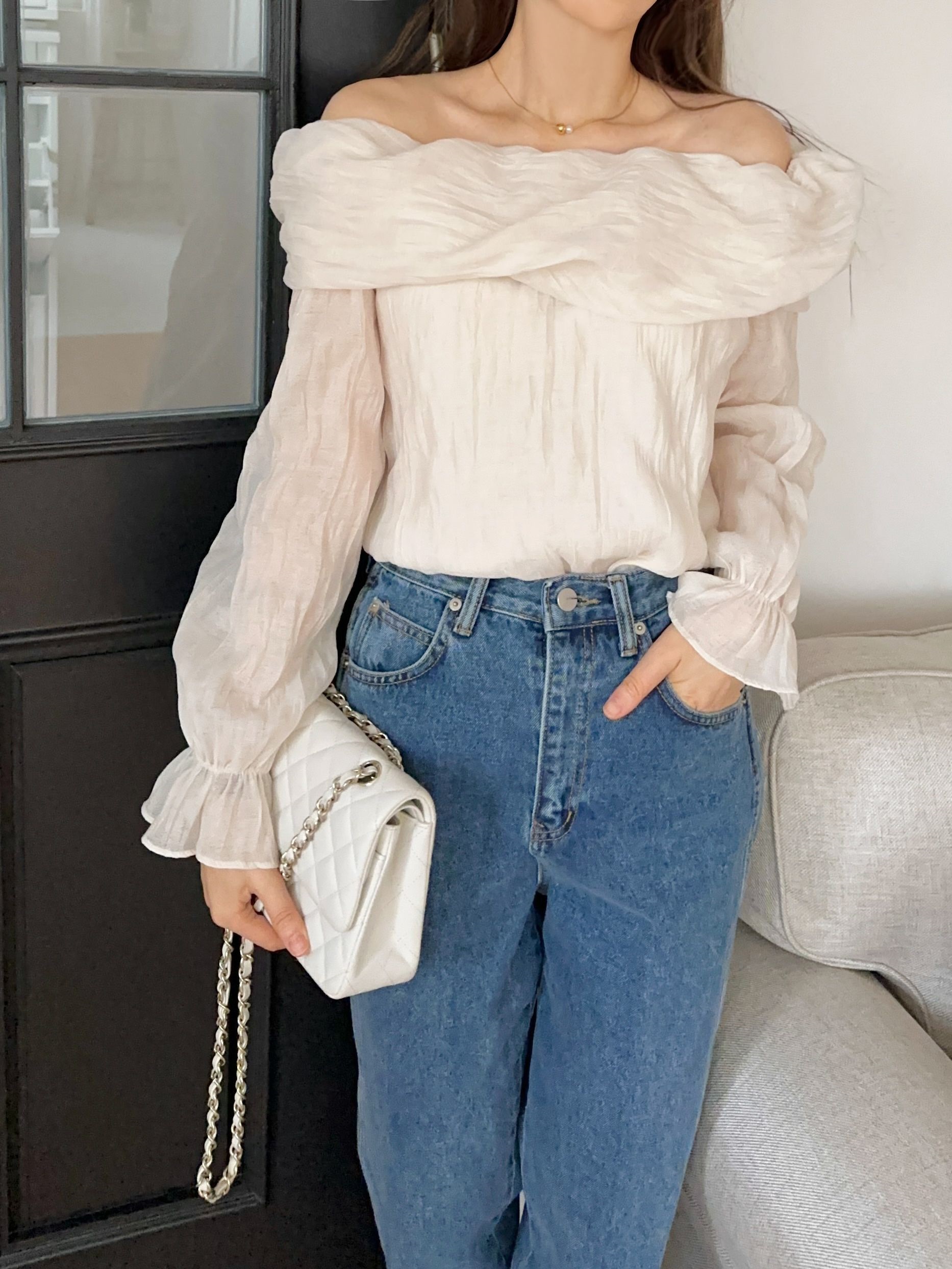 リンクルオフショルキャンディスリーブブラウス | 詳細画像7