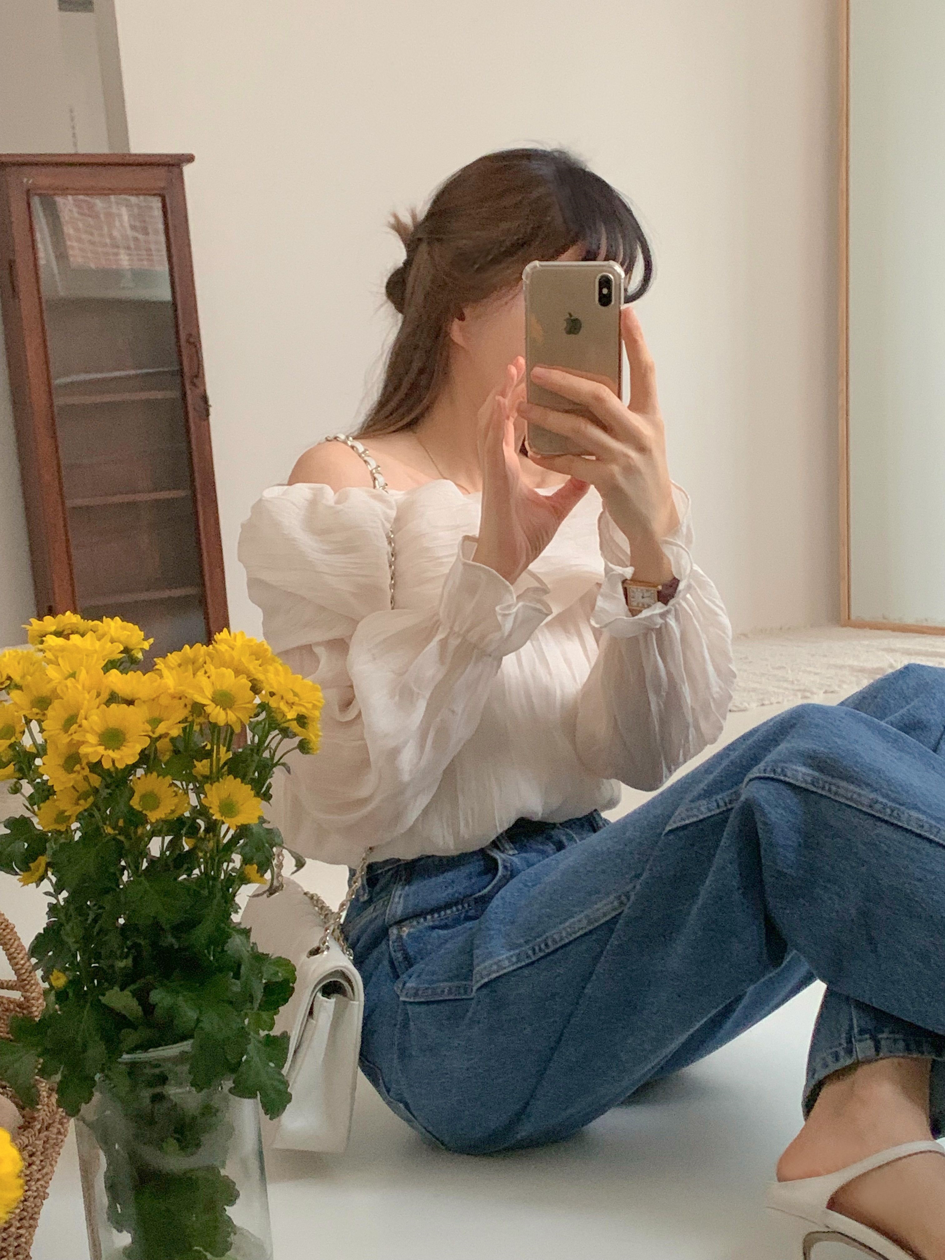 リンクルオフショルキャンディスリーブブラウス | 詳細画像8