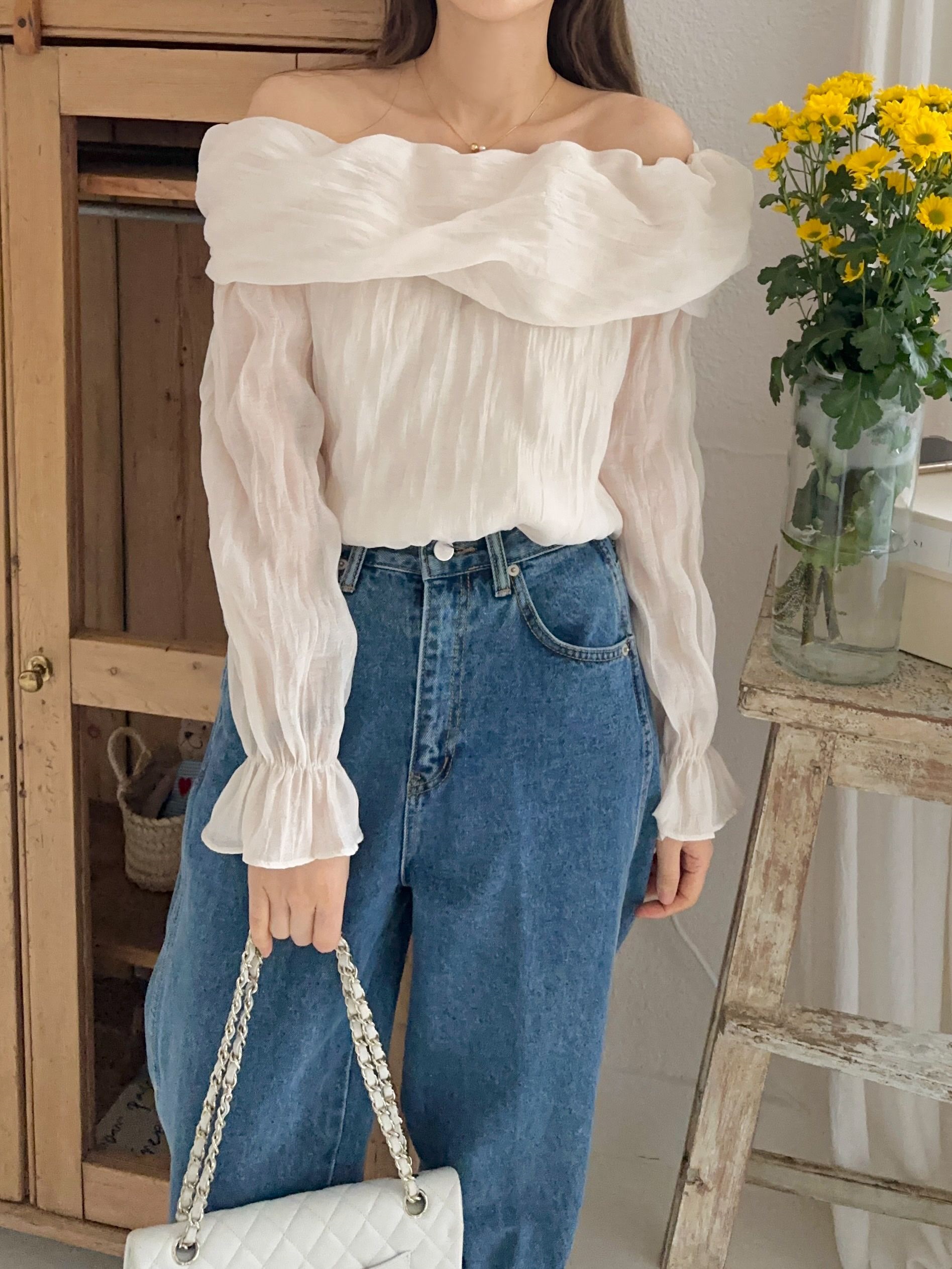 リンクルオフショルキャンディスリーブブラウス | 詳細画像9