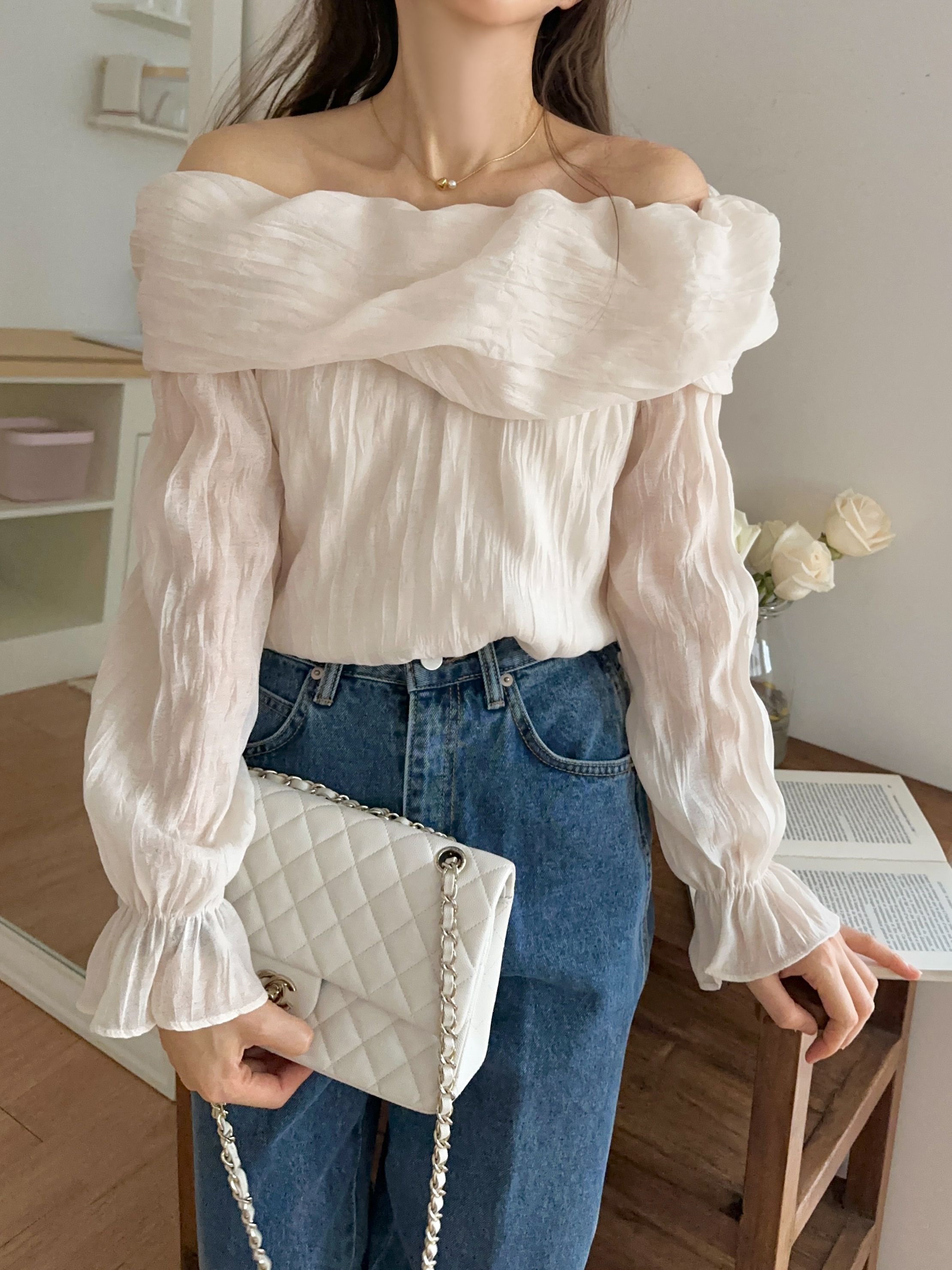 リンクルオフショルキャンディスリーブブラウス | 詳細画像12