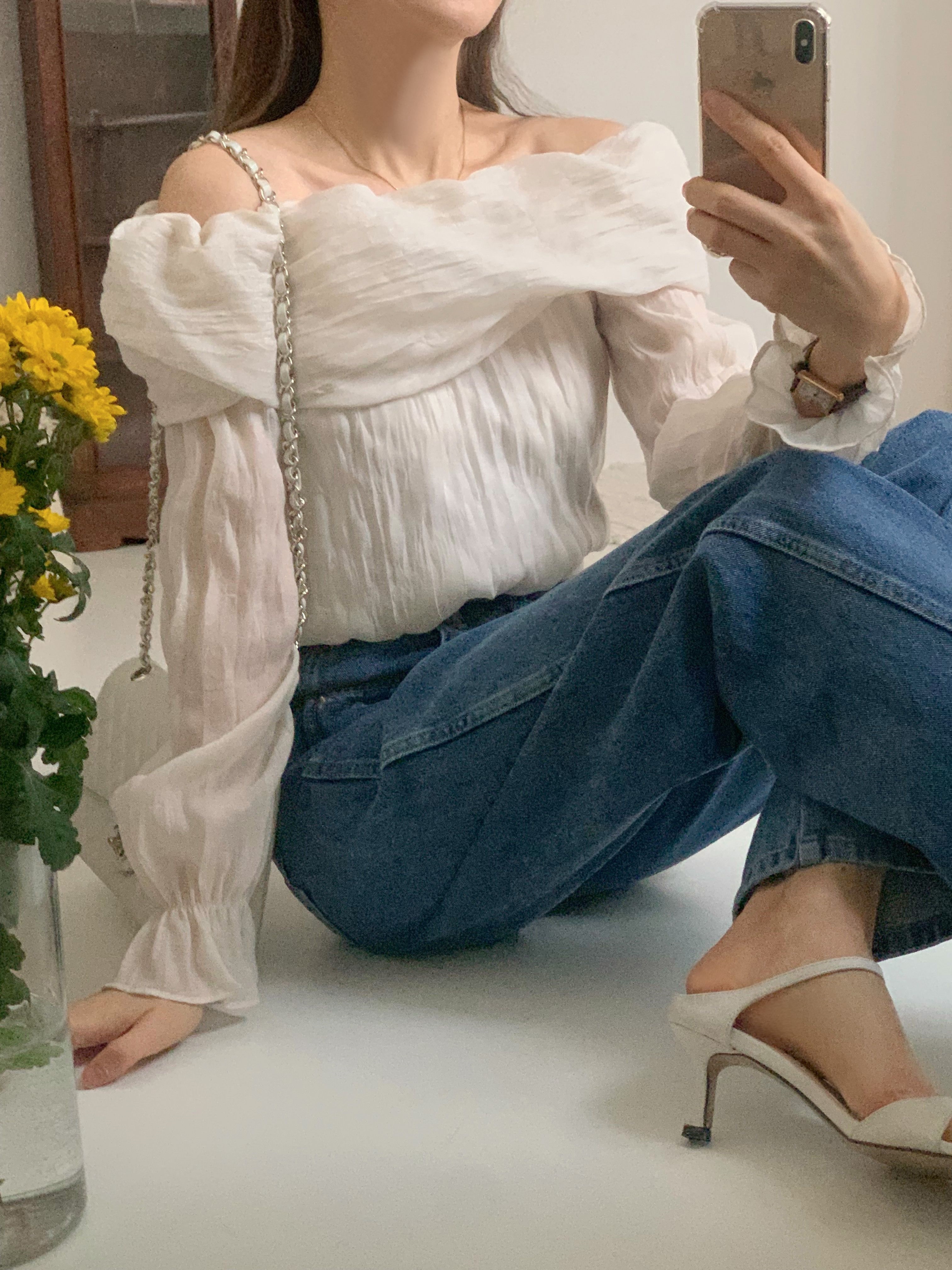 リンクルオフショルキャンディスリーブブラウス | 詳細画像14