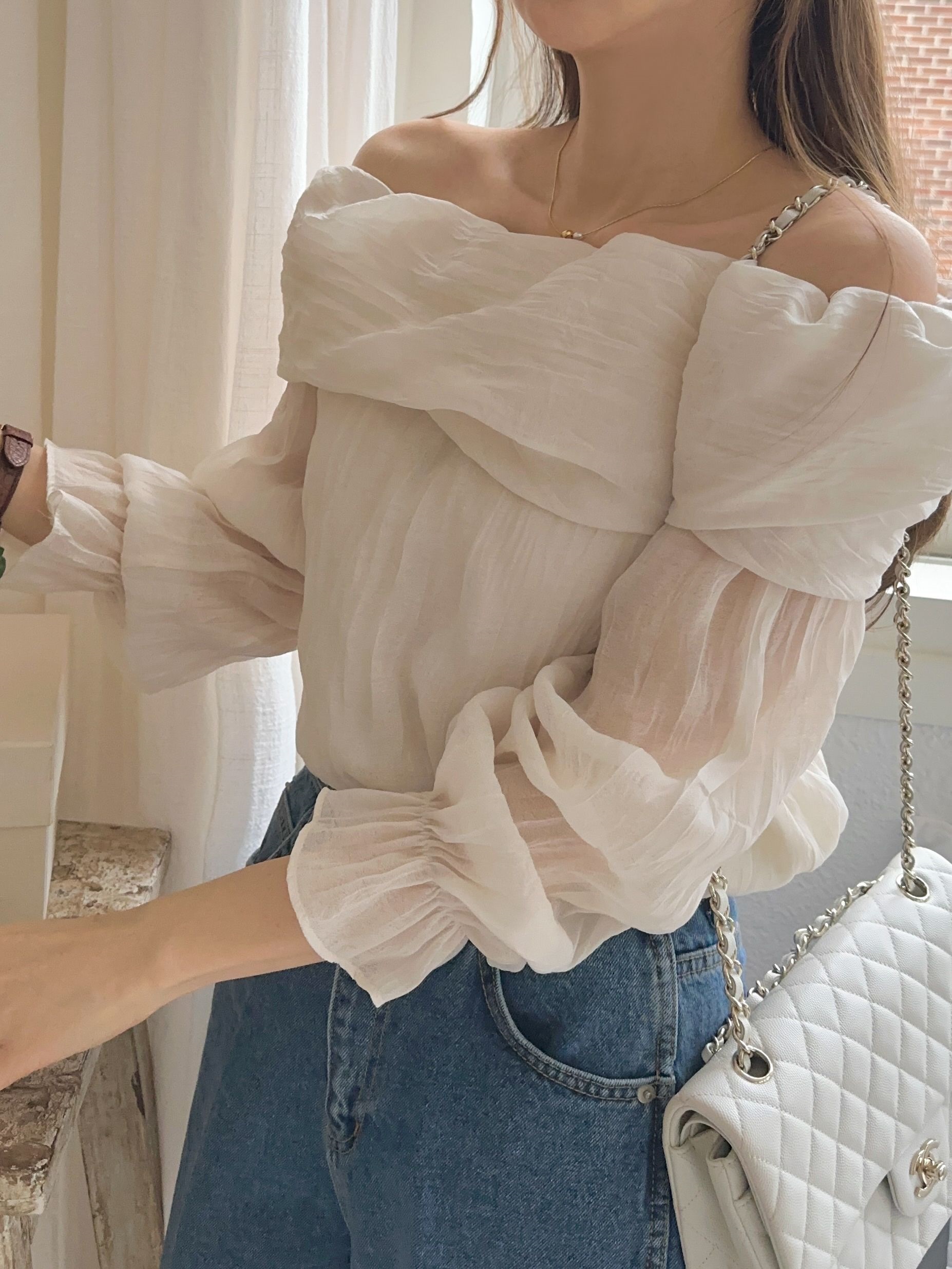 リンクルオフショルキャンディスリーブブラウス | 詳細画像19