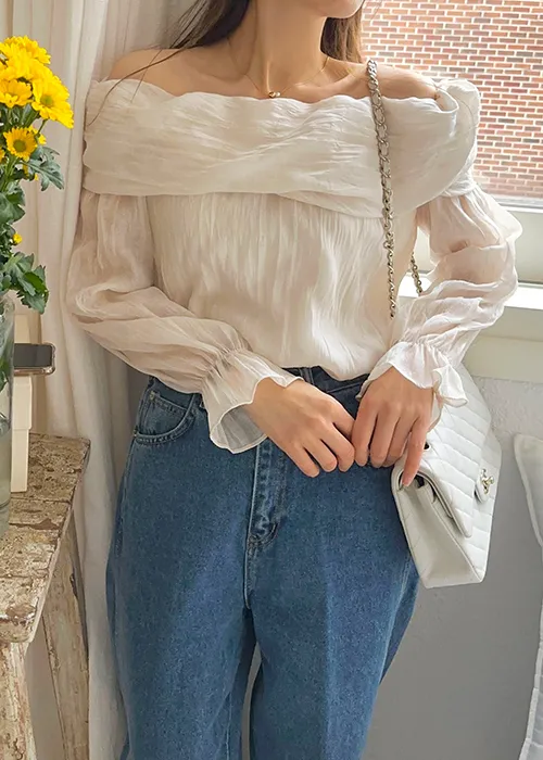 リンクルオフショルキャンディスリーブブラウス | 詳細画像1