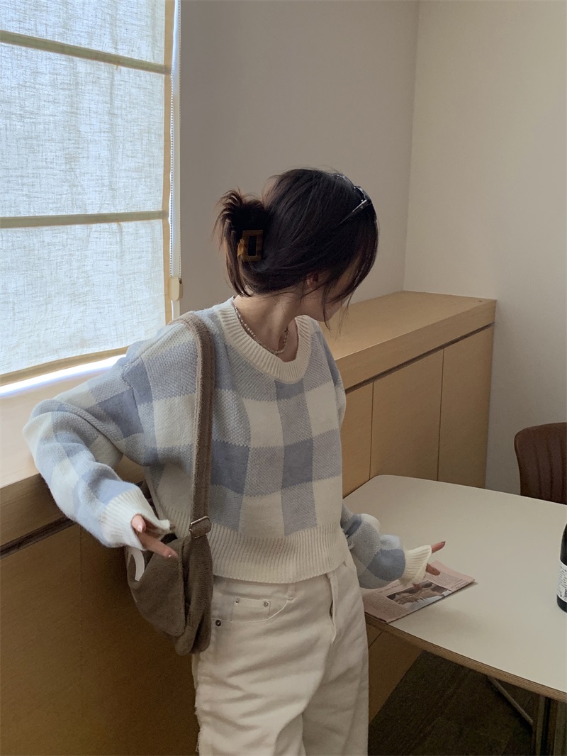チェッククロップドルーズニット | 詳細画像2