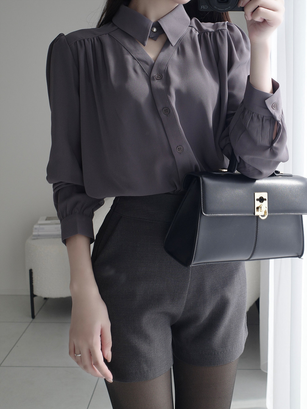 エコパールカットアウトカラーブラウス | 詳細画像4