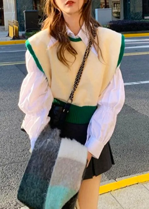 ウール混ボタン配色ニットベスト | 詳細画像1