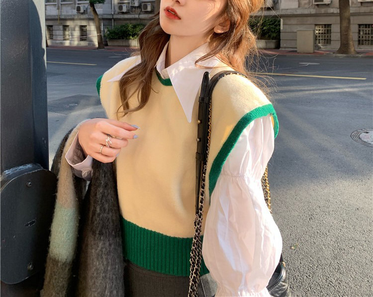 ウール混ボタン配色ニットベスト | 詳細画像6