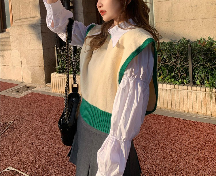 ウール混ボタン配色ニットベスト | 詳細画像8