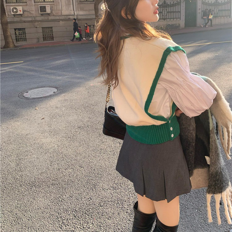 ウール混ボタン配色ニットベスト | 詳細画像9