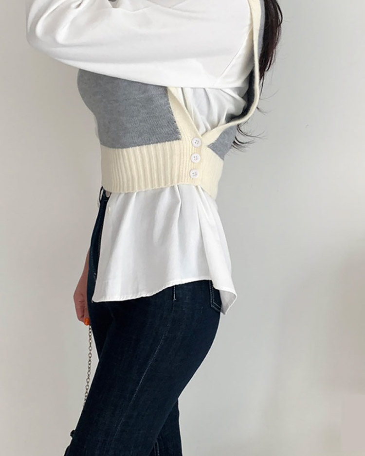 ウール混ボタン配色ニットベスト | 詳細画像12